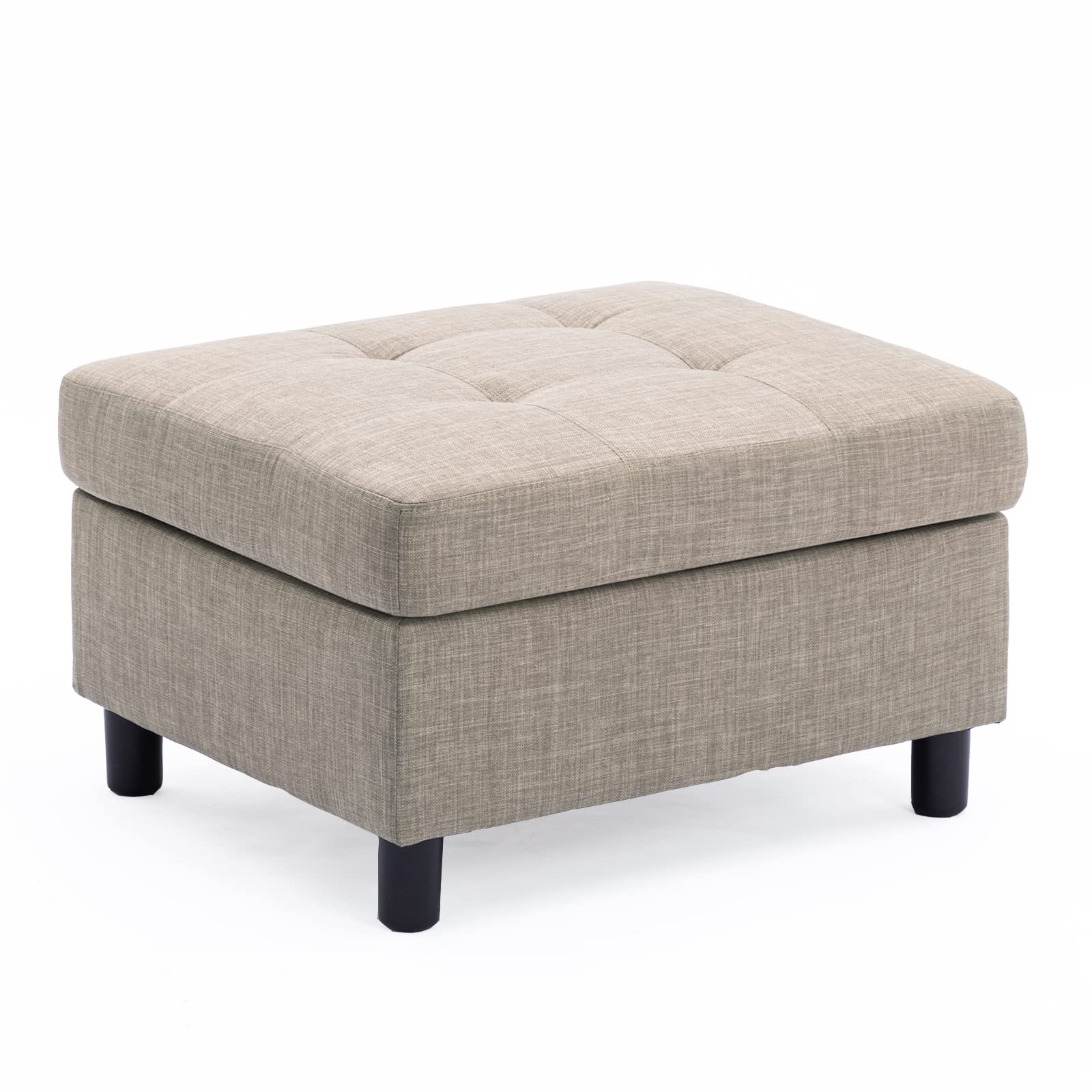 Modular Fabric Ottoman Footrest Stool - Khaki Grey Couch Companion for Living Room Sectional Sofa Set | Perfect for Lounging, Extra Seating & Home Decor