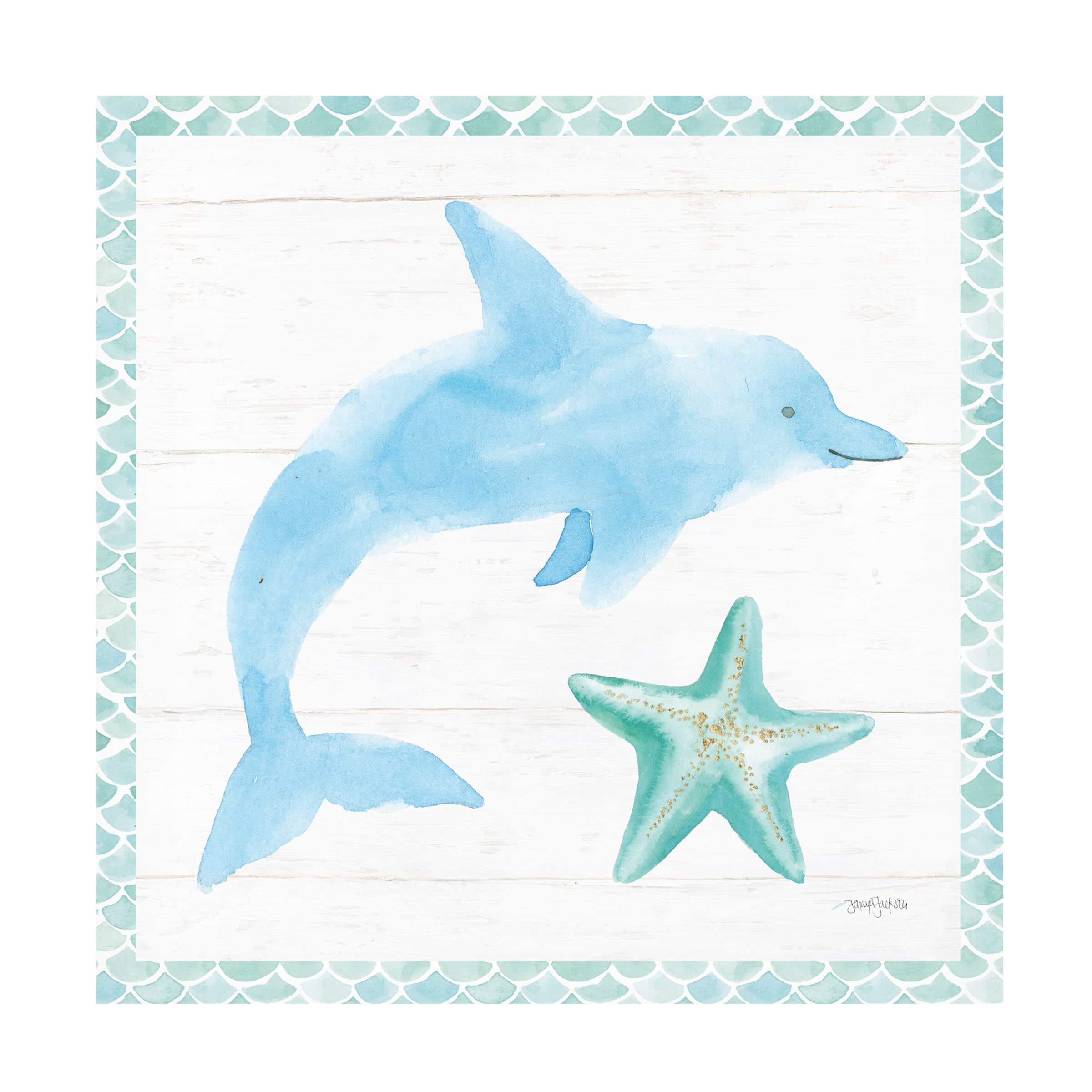 Trademark Fine Art 'Mermaid Friends VIII' Canvas Wall Art by Jenaya Jackson - Beautiful Ocean Themed Painting for Living Room, Bedroom & Nursery Decor