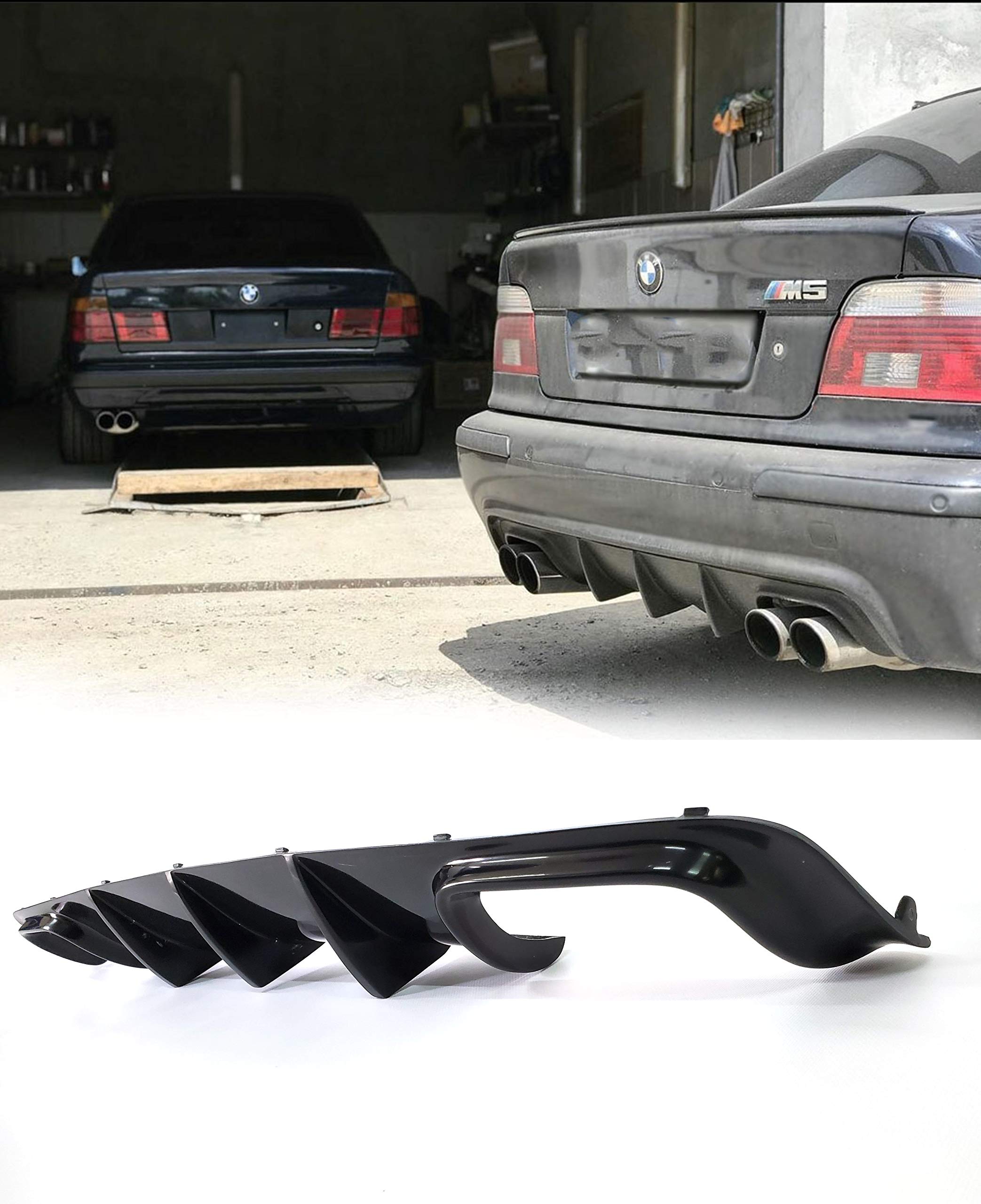 Hamann Style Rear Bumper Diffuser Splitter Lip with Two Whips for BMW E39 M5 - Enhance Aerodynamics & Sporty Look | Perfect for Car Enthusiasts & Performance Upgrades