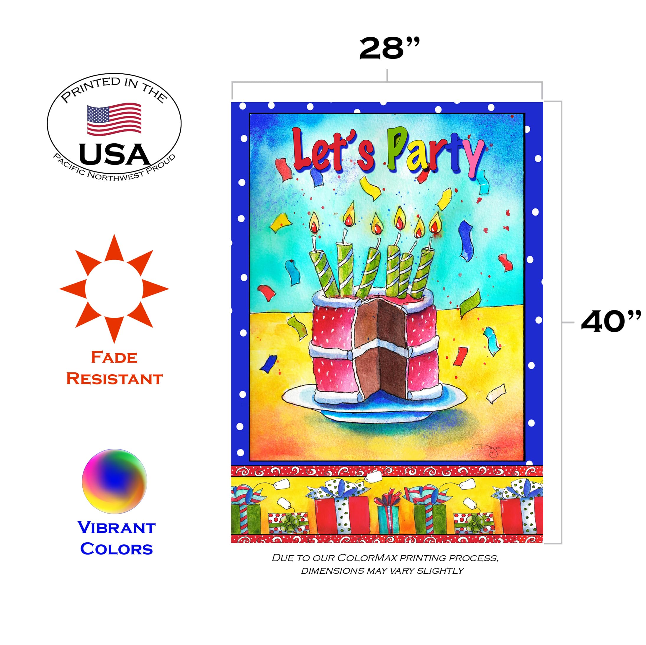 Toland Home Garden 109454 Double Sided Birthday Party Flag - 28x40 Inch Outdoor Yard Decoration for House Celebrations | Perfect for Birthday Parties, Garden Decor & Outdoor Festivities