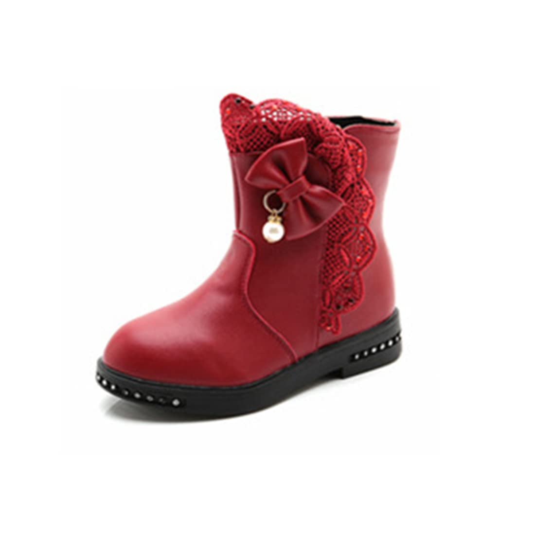 YIBLBOX Girls' Winter Boots - Warm Leather Short Boots with Plush Lining for Toddler, Little Kid & Big Kid - Perfect for Snow Play, School & Outdoor Activities