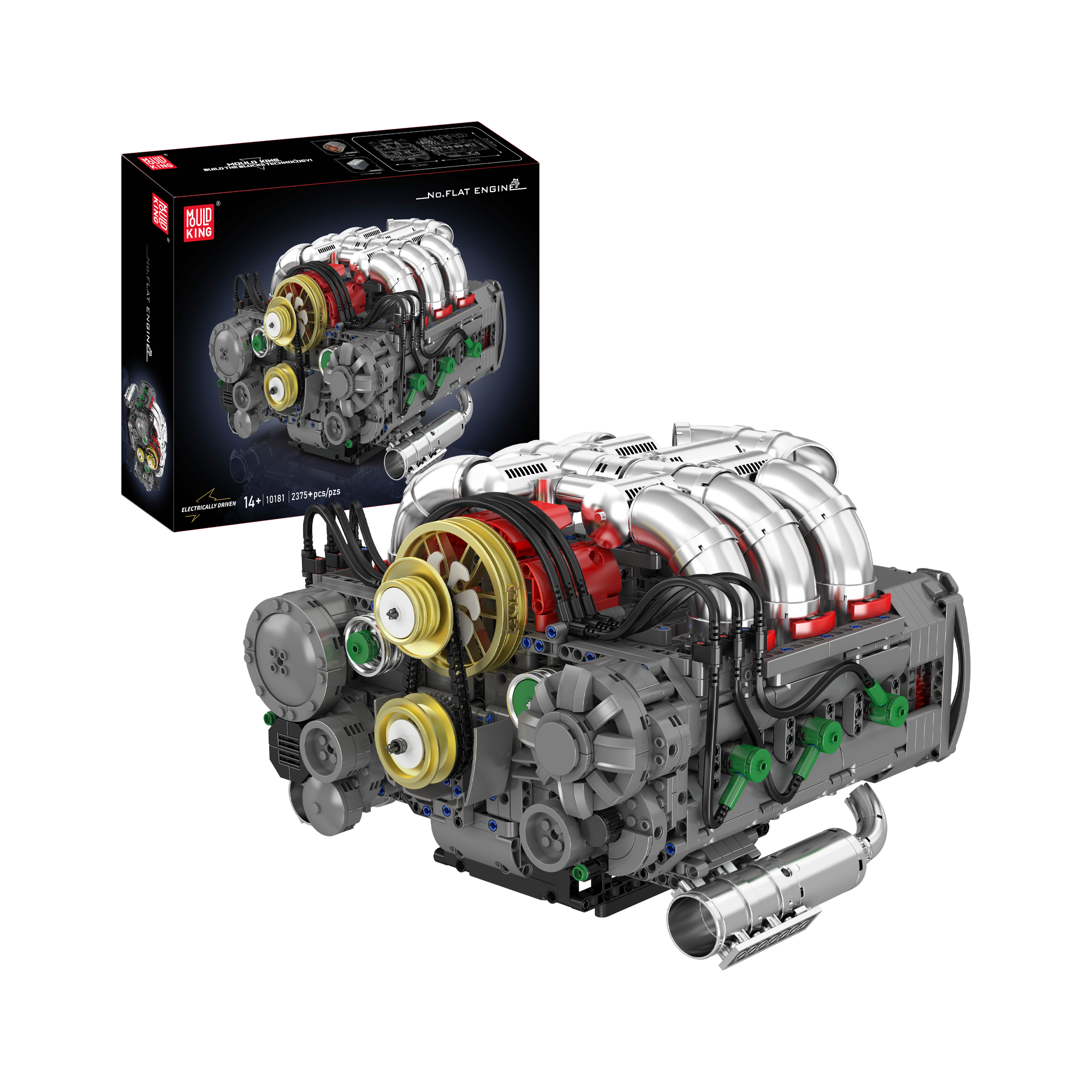 Mould King 10181 Motorized Flat 6 Engine Building Kit - 2,375 Piece Model Car Engine Set for Adults & Teens | DIY Assembly, STEM Educational Toy, Gift for Car Enthusiasts | Perfect for Home Display, School Projects & Engineering Hobbies