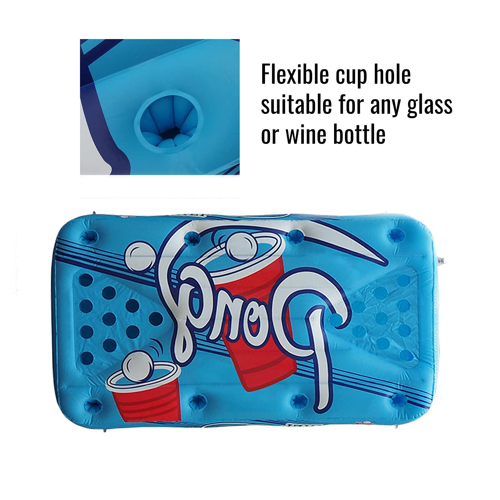 **Inflatable Beer Pong Pool with 28 Cup Holes - Summer Party Game for Backyard, Beach & Pool - Portable Air Mattress for Outdoor Fun & Drinking Games**