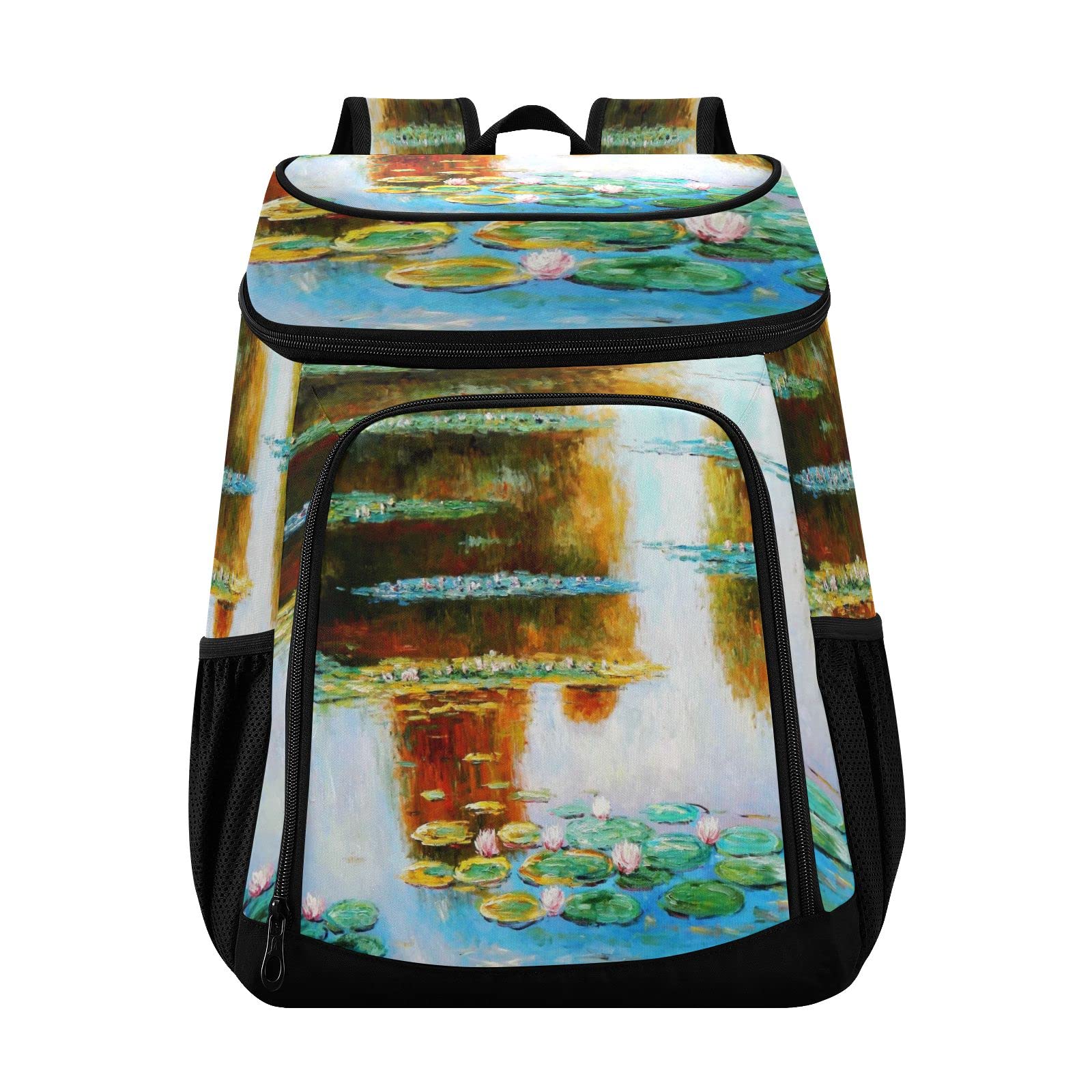 Monet Painting Insulated Cooler Backpack - Waterproof & Leak Proof Beach Picnic Bag, Lightweight Lunch Cooler for Camping, Hiking & Outdoor Activities - Perfect for Men & Women (25L Capacity)