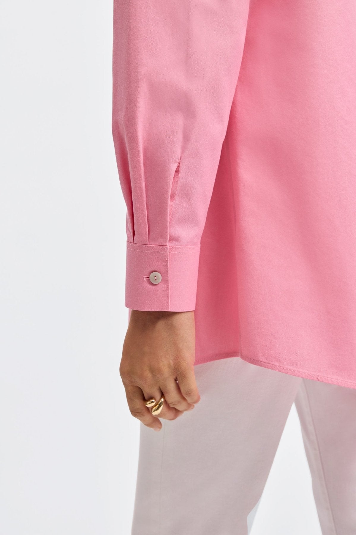 No Iron Pinpoint Long Sleeve Tunic for Women - Wrinkle-Free Office Blouse, Comfortable Business Casual Top for Work & Professional Wear
