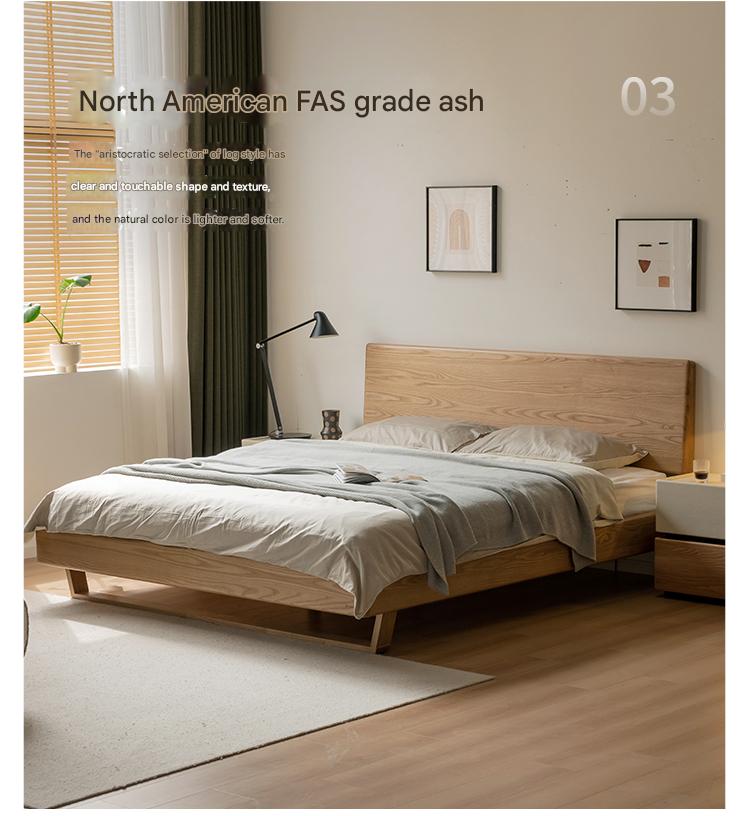 Solid Oak and Ash Wood Nordic Minimalist Floating Bed Frame - Perfect for Modern Bedroom, Guest Room, and Loft Decor
