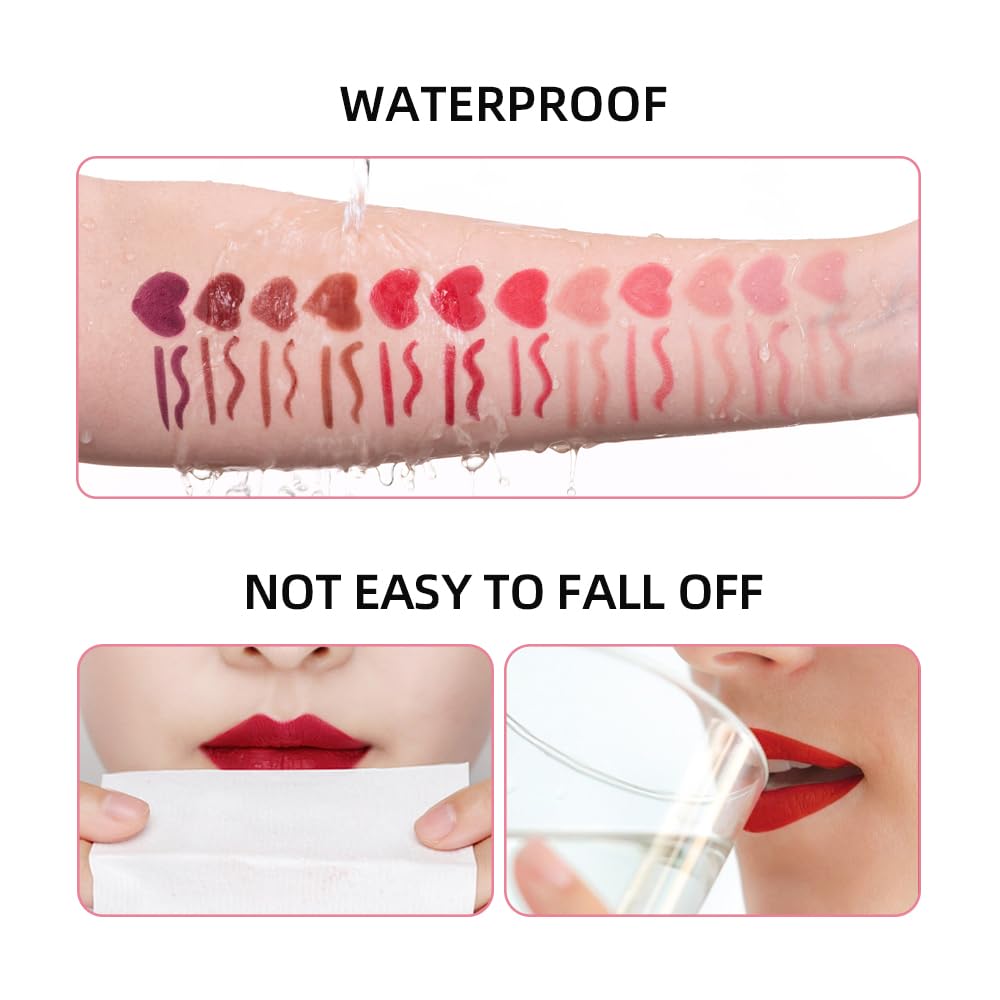 2-in-1 Lip Crayon & Lip Liner Pencil - Matte Lipstick with Slim Professional Tip (#12) | Long Lasting Waterproof Lip Makeup for Daily Wear & Special Occasions