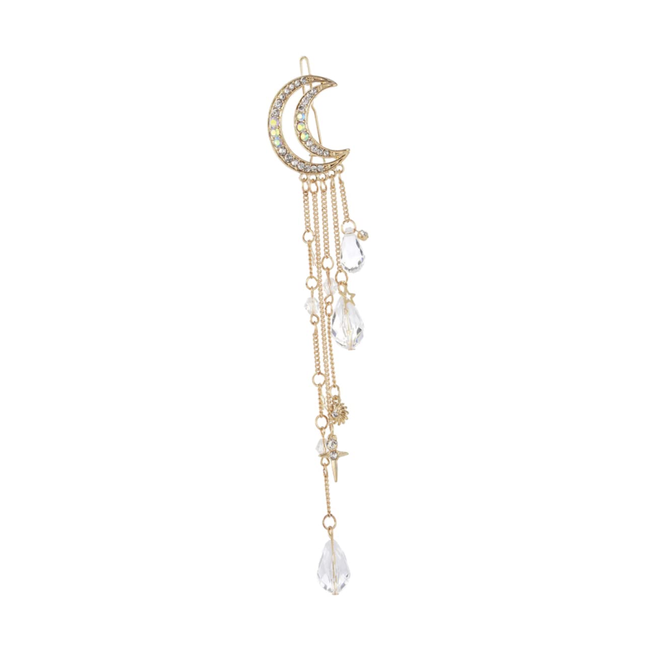 Beavorty Rhinestone Hair Claw Clips for Women - Golden Tassel Hair Accessories & Moon Hairpins | Elegant Headgear for Parties, Weddings & Daily Wear