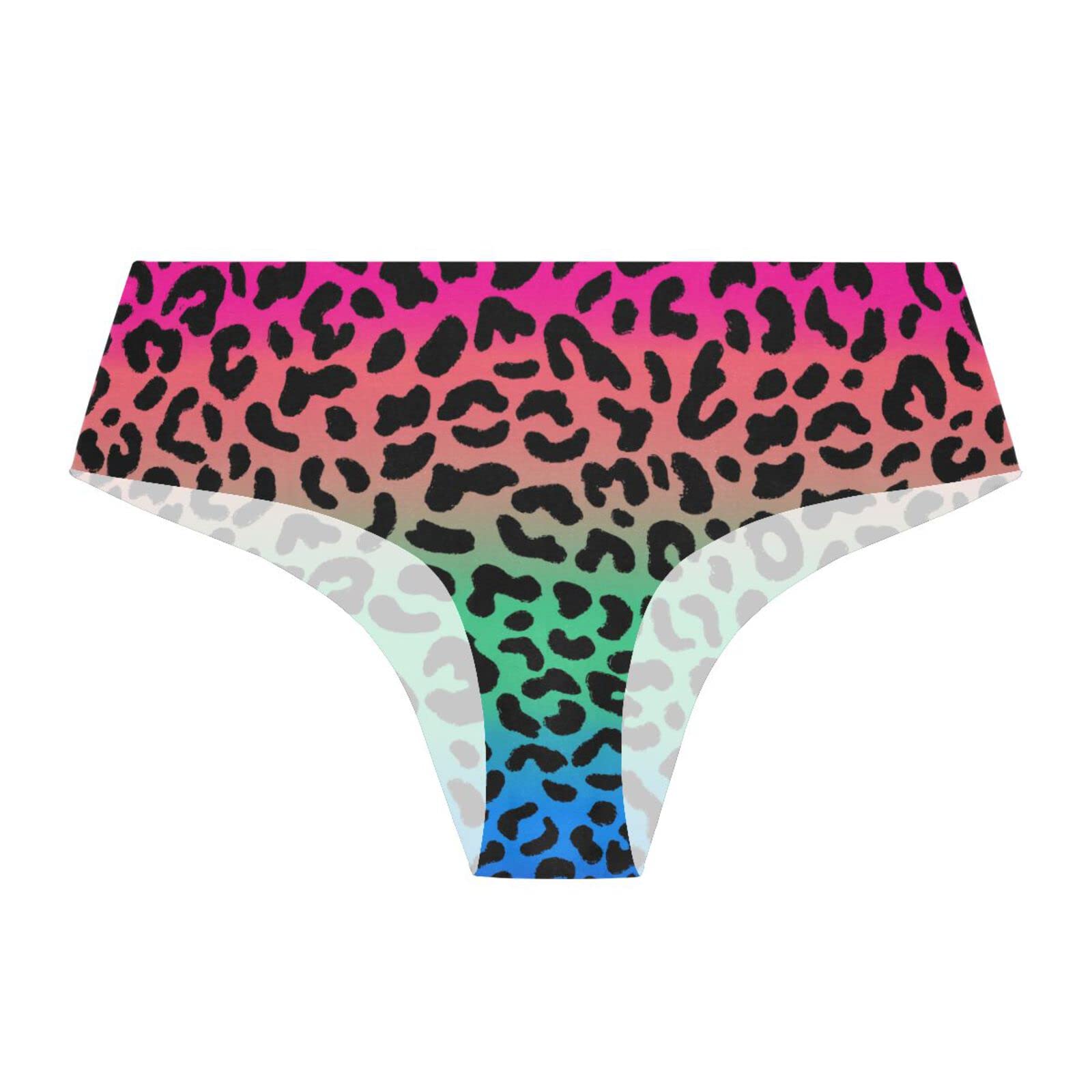 JHKKU Women's Seamless Underwear - Soft Stretch Leopard Print No Show Panties | Comfortable Briefs for Everyday Wear & Workout