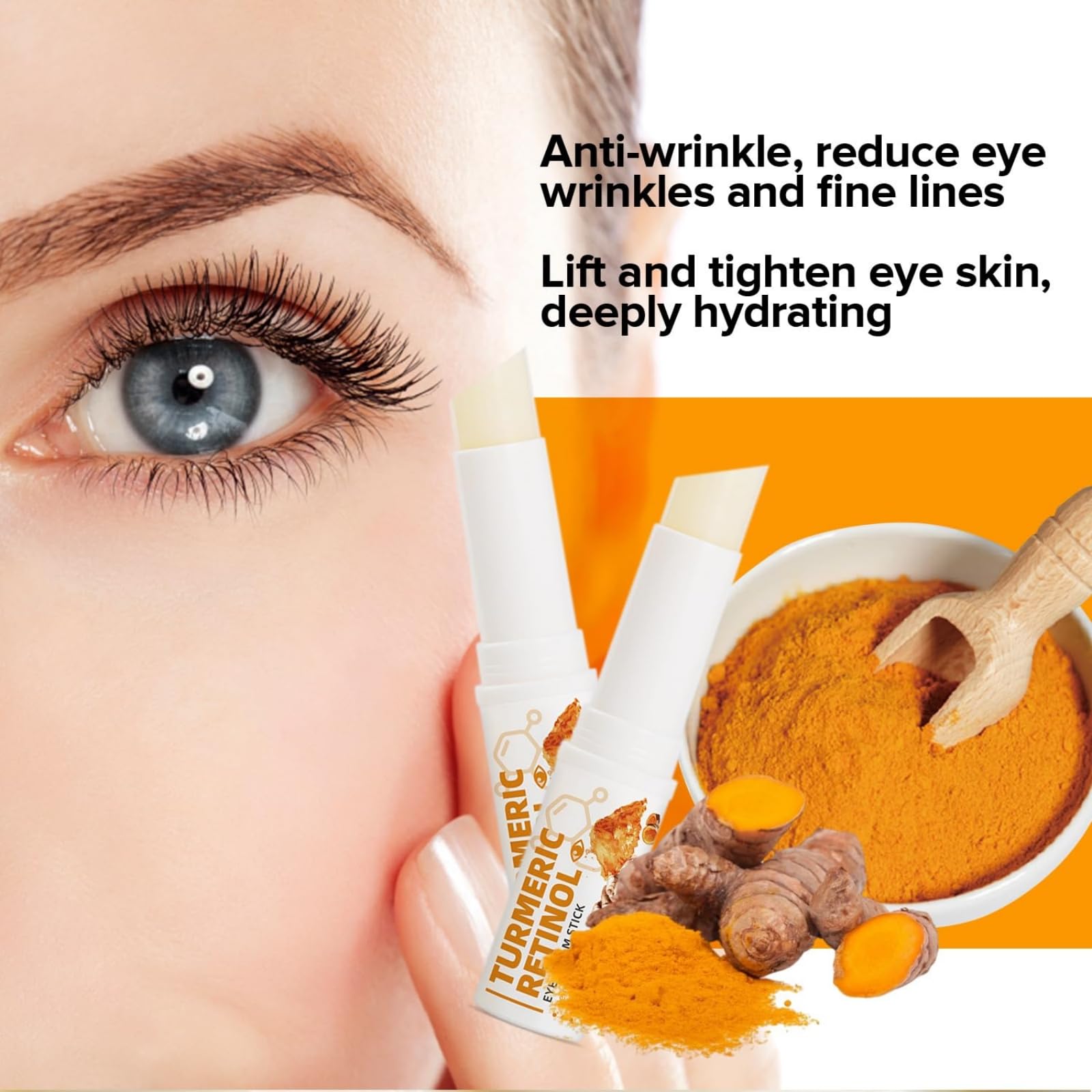 Lumistick Turmeric Eye Cream Stick for Dark Circles, Puffiness & Fine Lines - Under Eye Treatment for Brightening & Hydration - Perfect for Morning & Night Skincare Routine