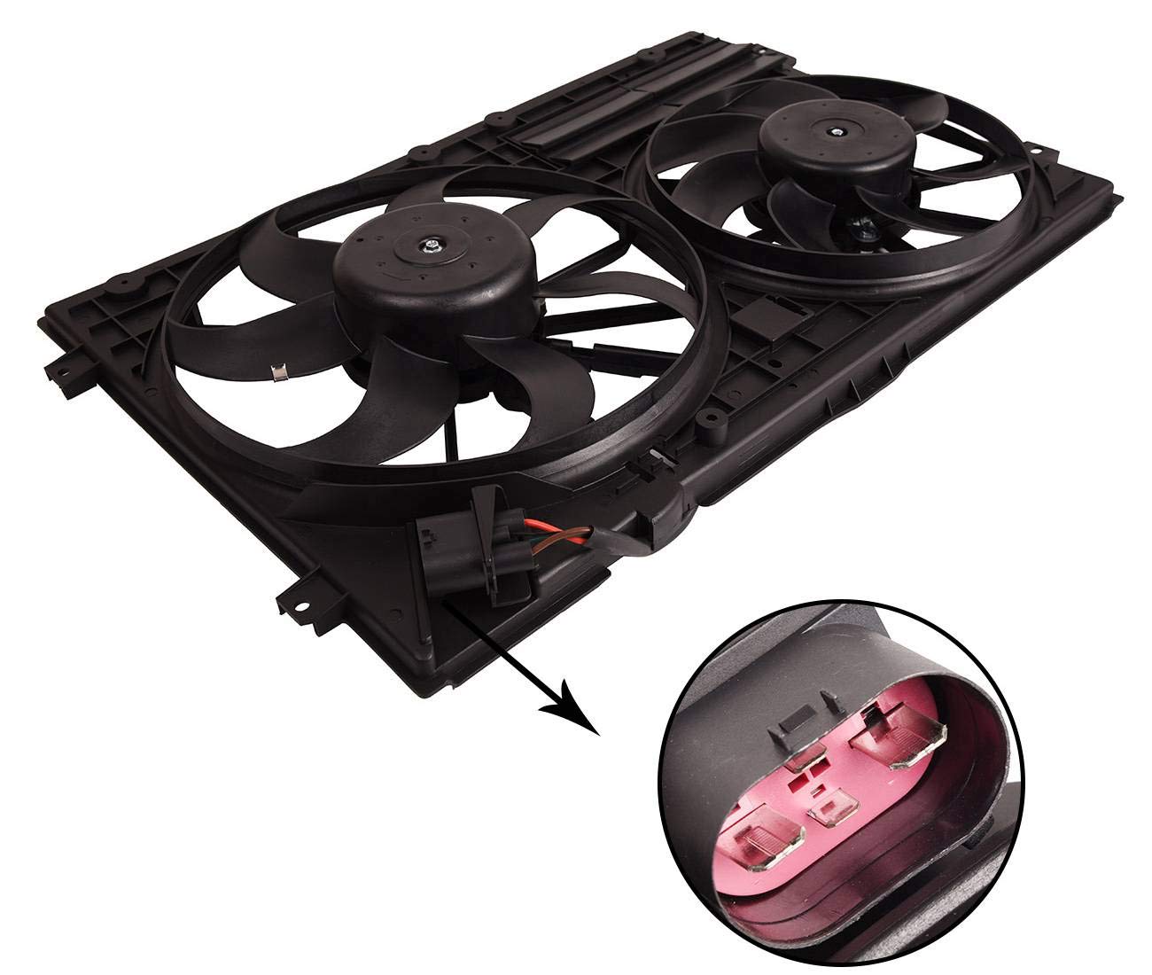 Bapmic 1K0959455DG Electric Cooling Fan Assembly Replacement for Audi A3 TT Jetta Passat Golf - High Performance Radiator Cooling Fan for Engine Overheating Protection - Perfect for Summer Driving & Heavy Traffic Conditions
