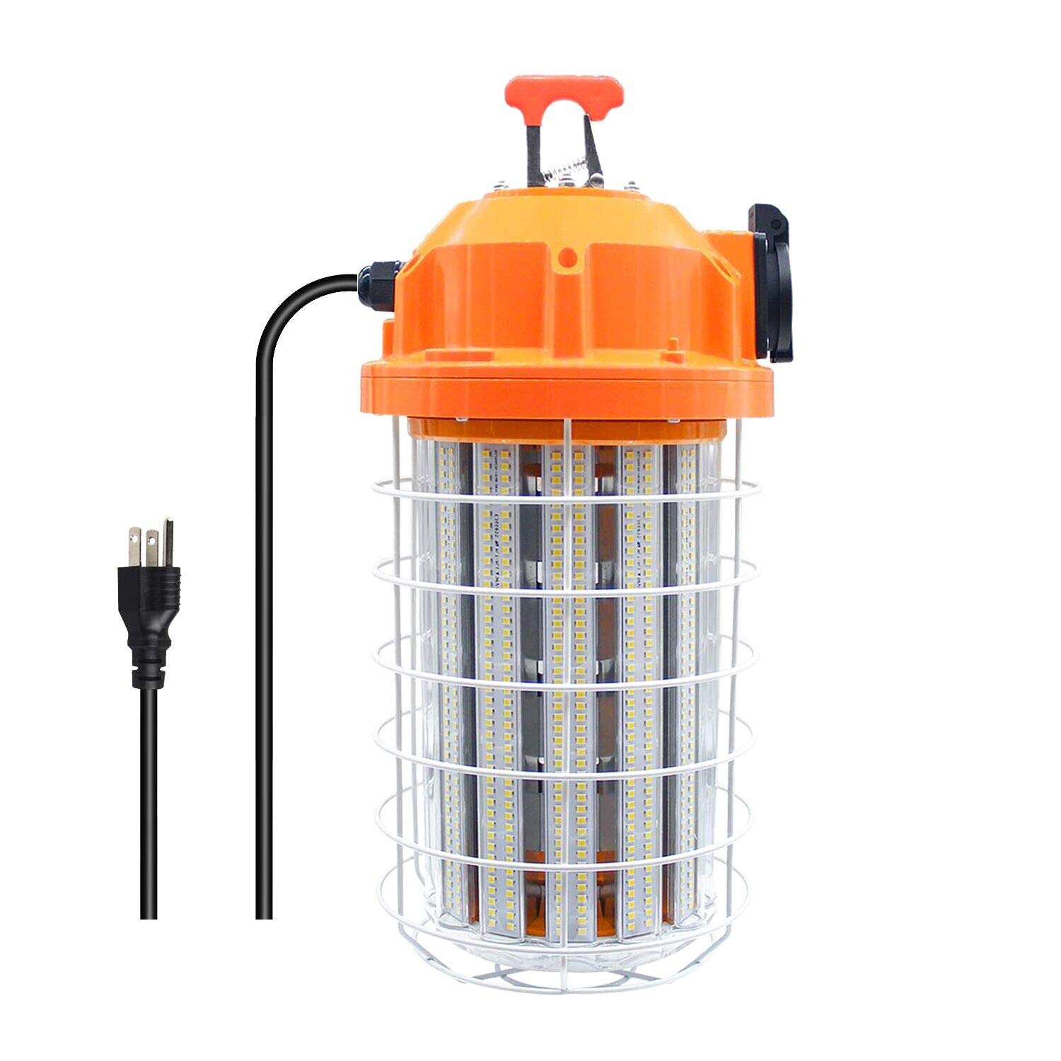 150W LED Temporary Work Light - 20,250 Lumens (1000W Equivalent) 5000K Daylight White - High Bay Light with Stainless Steel Guard & Hook - Portable Construction Lighting for Outdoor Job Sites, Warehouses, Garages, and Workshops