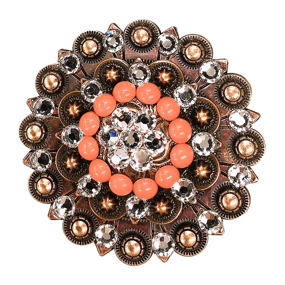 Copper Coral Clear Crystal Conchos - 1