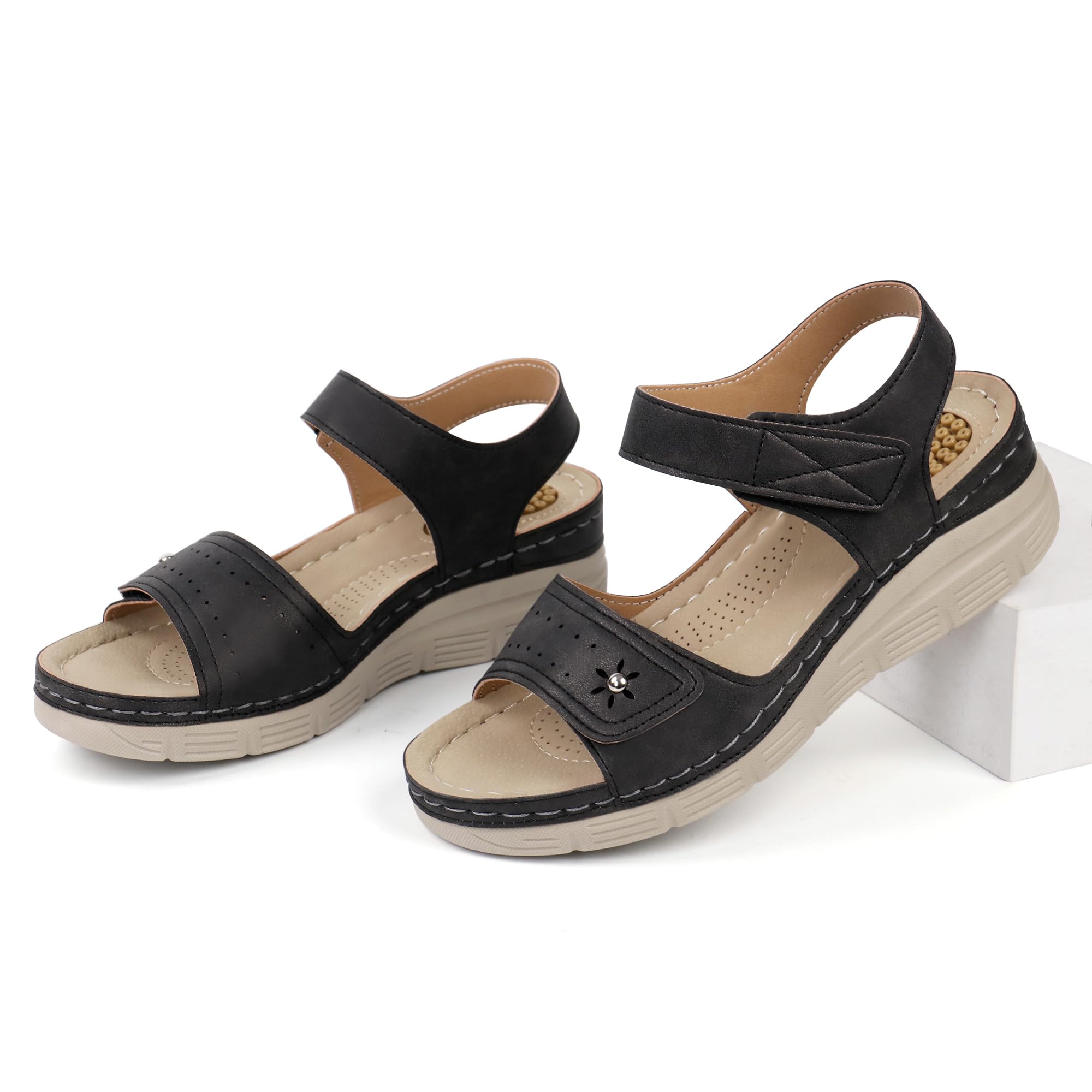 JABASIC Women's Comfortable Orthotic Walking Sandals with Arch Support - Perfect for Travel, Hiking, and Everyday Wear