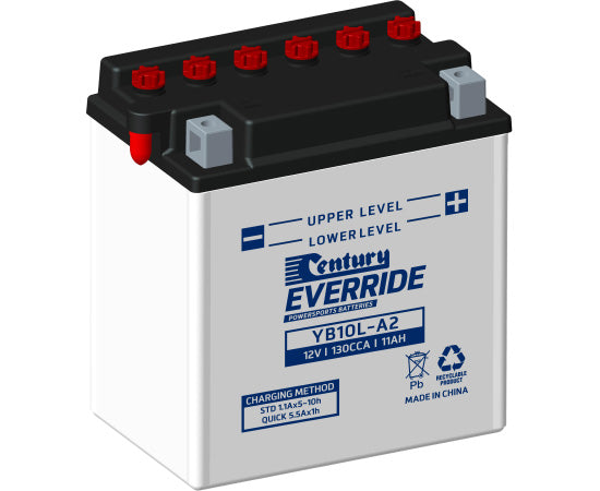 Century 12V 11Ah YB10L-A2 Motorcycle Battery - High Performance Replacement for Scooters, ATVs, and Dirt Bikes - Perfect for Off-Road Adventures and Daily Commuting