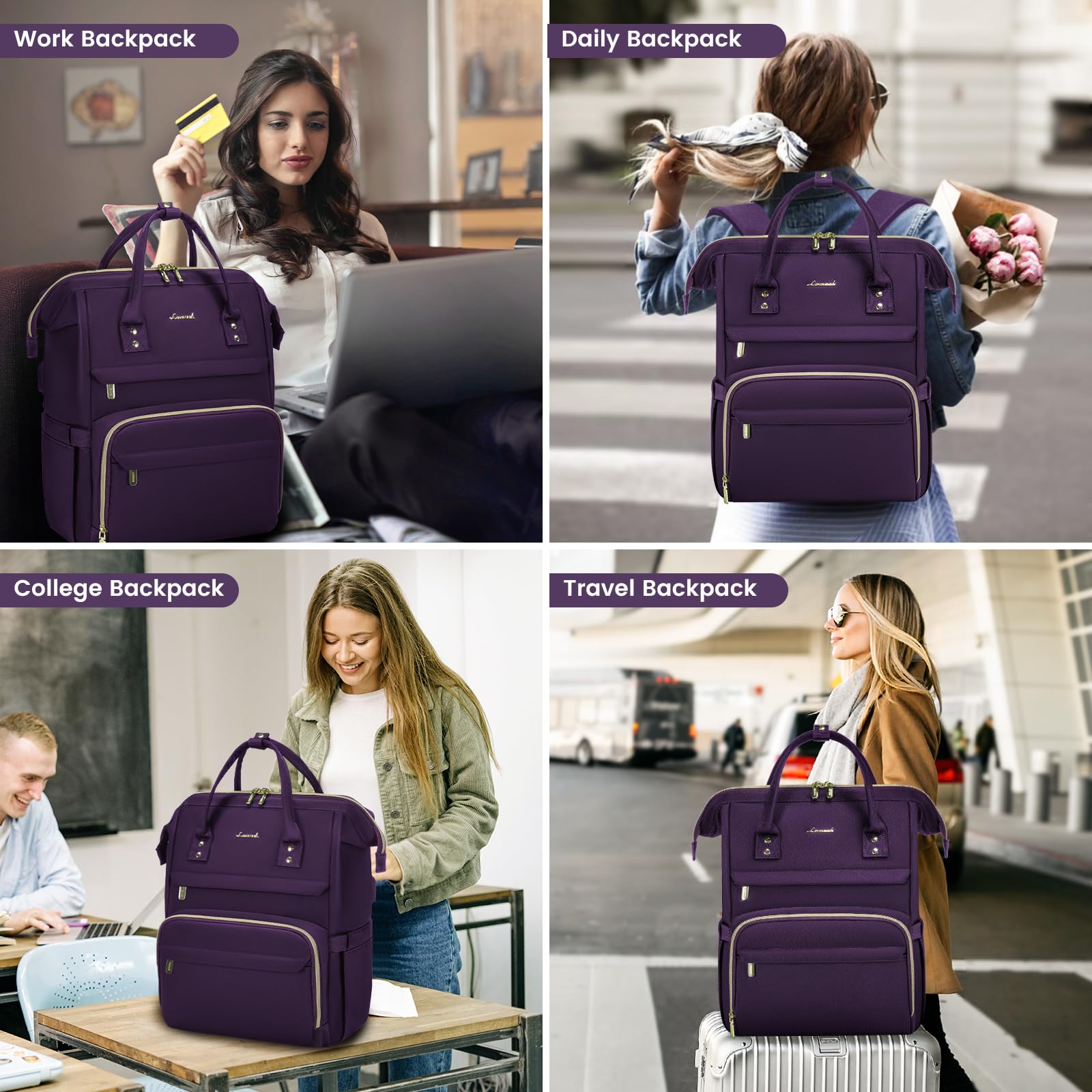 LOVEVOOK Women's 17 Inch Laptop Backpack - Waterproof Work & Travel Backpack for Teachers, Nurses, Commuters & College Students | Perfect for Office, School, Daily Commute & Business Trips