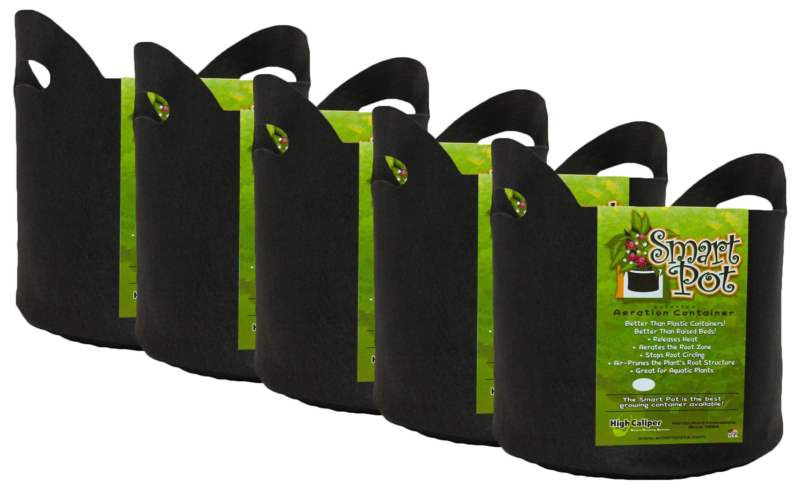 10 Gallon Smart Pot Fabric Planter - 5 Pack Black Aeration Garden Containers with Handles for Vegetables, Flowers & Herbs | Indoor & Outdoor Planting, Raised Beds, Balcony Gardening