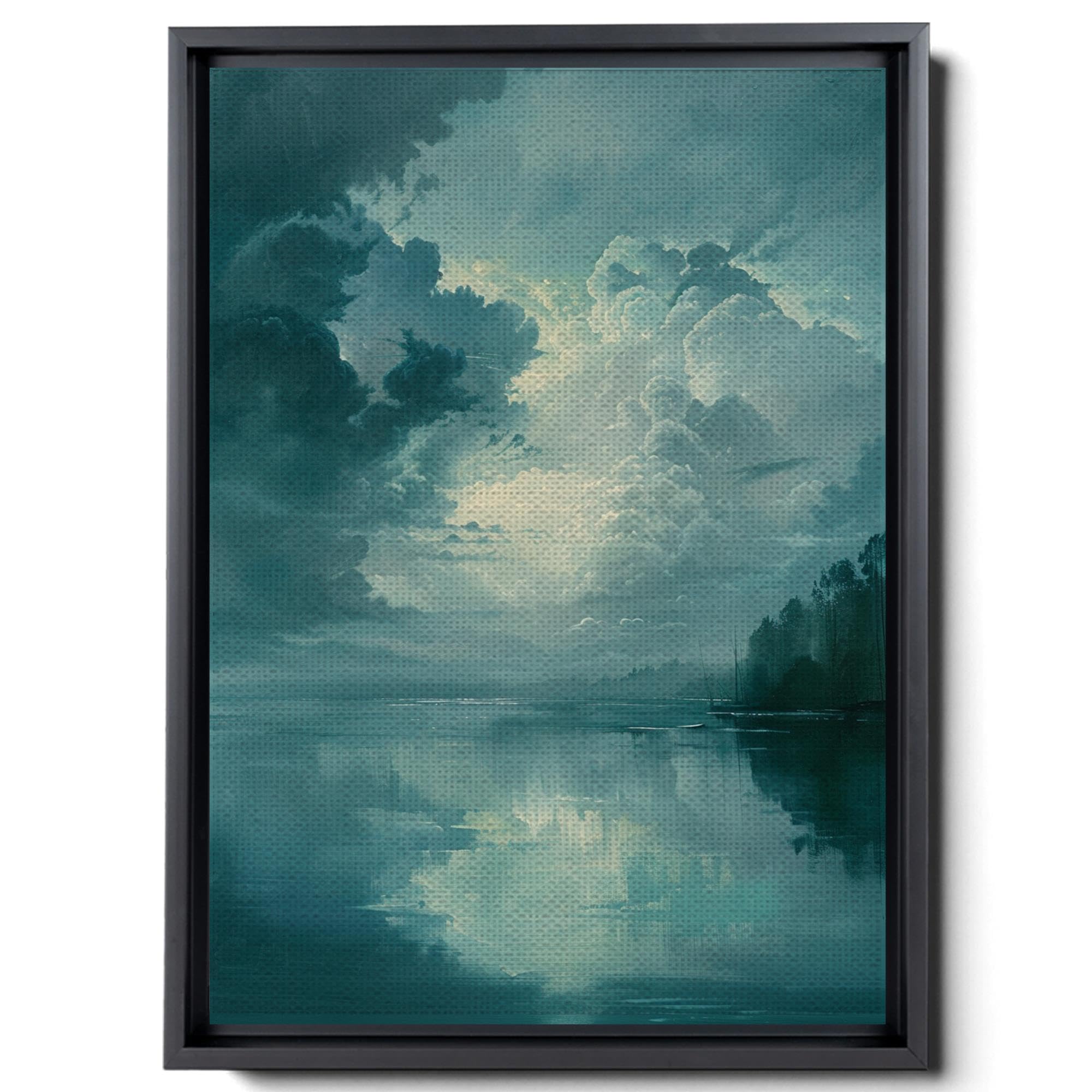 Vintage Lake Scene Wall Art - Nature Landscape Retro Painting with Mountains - Wall Decor for Bedroom, Living Room, Kitchen & Office - Perfect for Home Decor, Housewarming Gifts & Interior Design