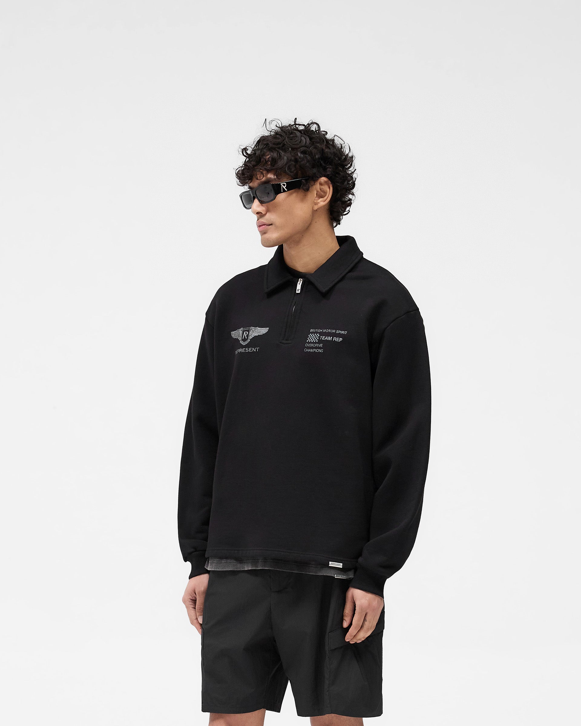 Team Rep Quarter Zip Pullover Fleece Jacket - Jet Black - Lightweight & Breathable for Outdoor Sports & Casual Wear