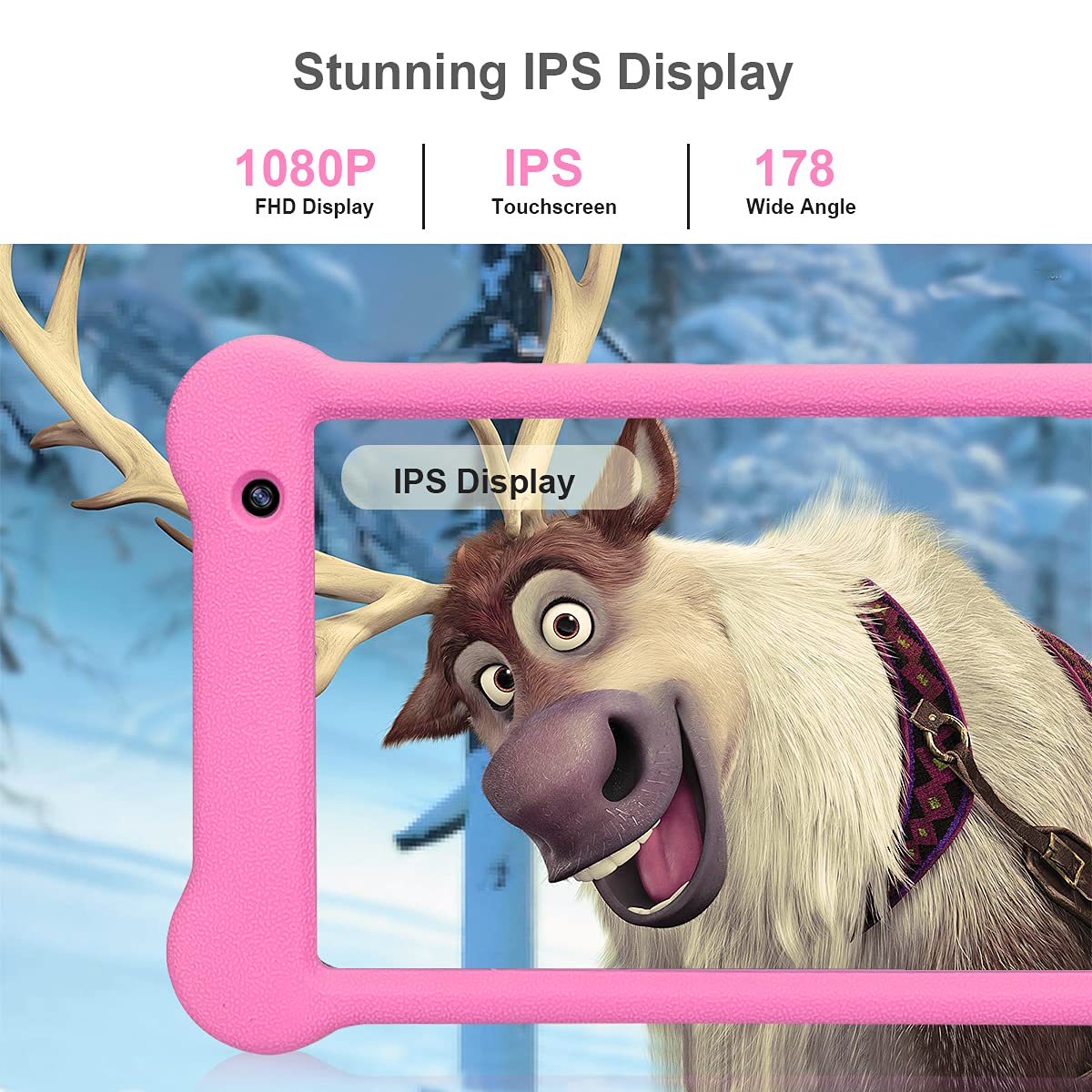 7 Inch Kids Tablet with WiFi & Android 11 - Full HD 1920x1200 IPS Screen, 2GB RAM 32GB Storage - Preloaded with Kidoz Educational Games & Apps (Pink) - Perfect for Learning, Entertainment & Travel