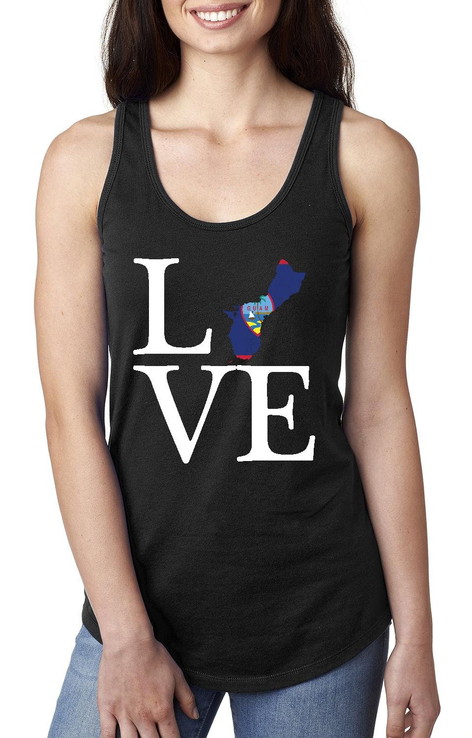 Love Guam State Flag Racerback Tank Top for Women - Stylish Traveler's Gift & Souvenir - Perfect for Vacations, Beach Outings & Island-Themed Events