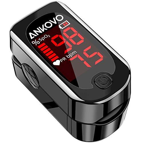 ANKOVO Finger Pulse Oximeter - Accurate Blood Oxygen Saturation (SpO2) Monitor with Heart Rate & Pulse Rate Measurement - Ideal for Home Use, Sports & Travel