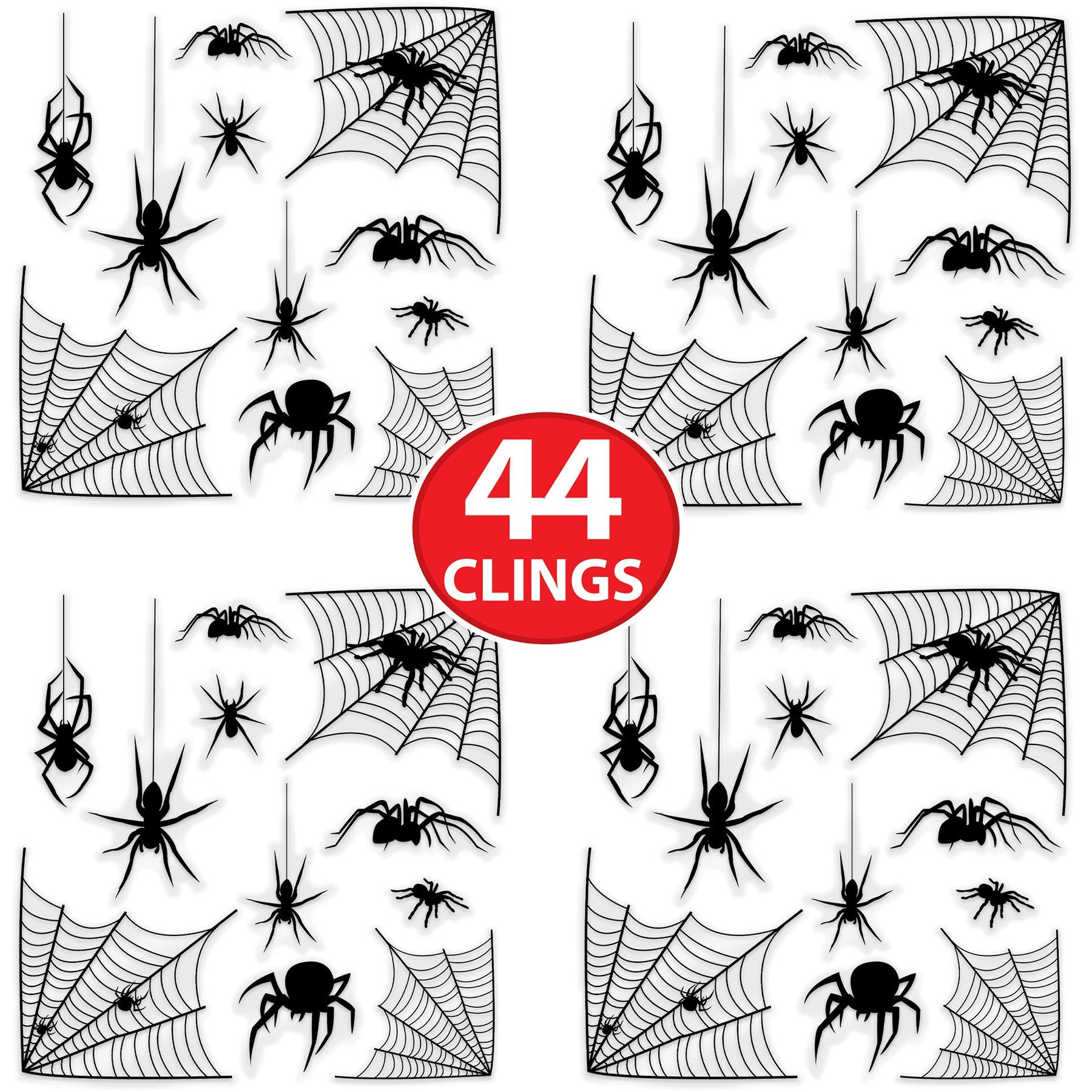12 Pack Halloween Spider & Spider Web Silhouette Window Clings - Scary Decorations for Windows, Doors, Walls - Perfect for Halloween Party, Haunted House, and Home Decor