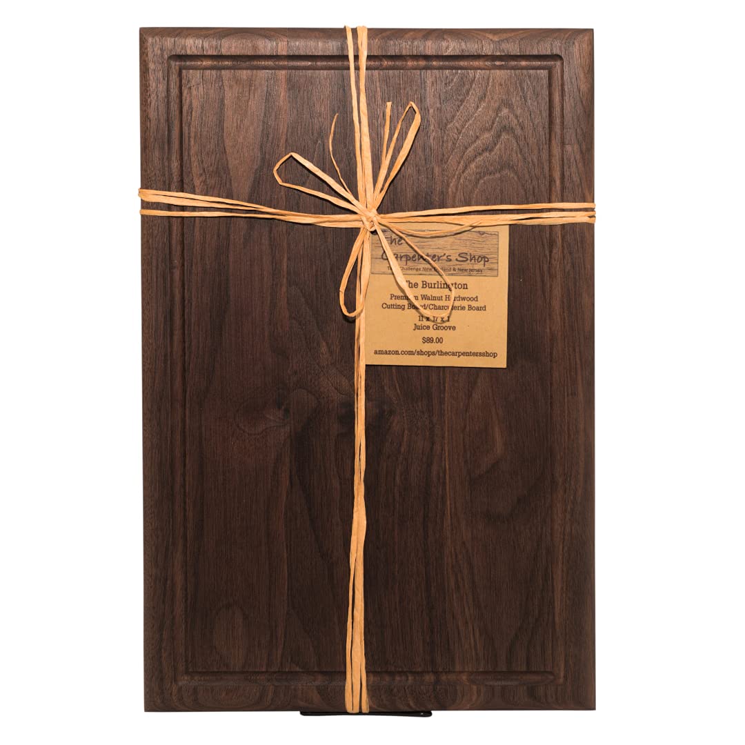 Premium 17x11x1 Inch Walnut Wood Cutting Board with Juice Groove - Extra Large Carving Block for Meat, Vegetables & Bread - Perfect for Kitchen, BBQ & Charcuterie Boards