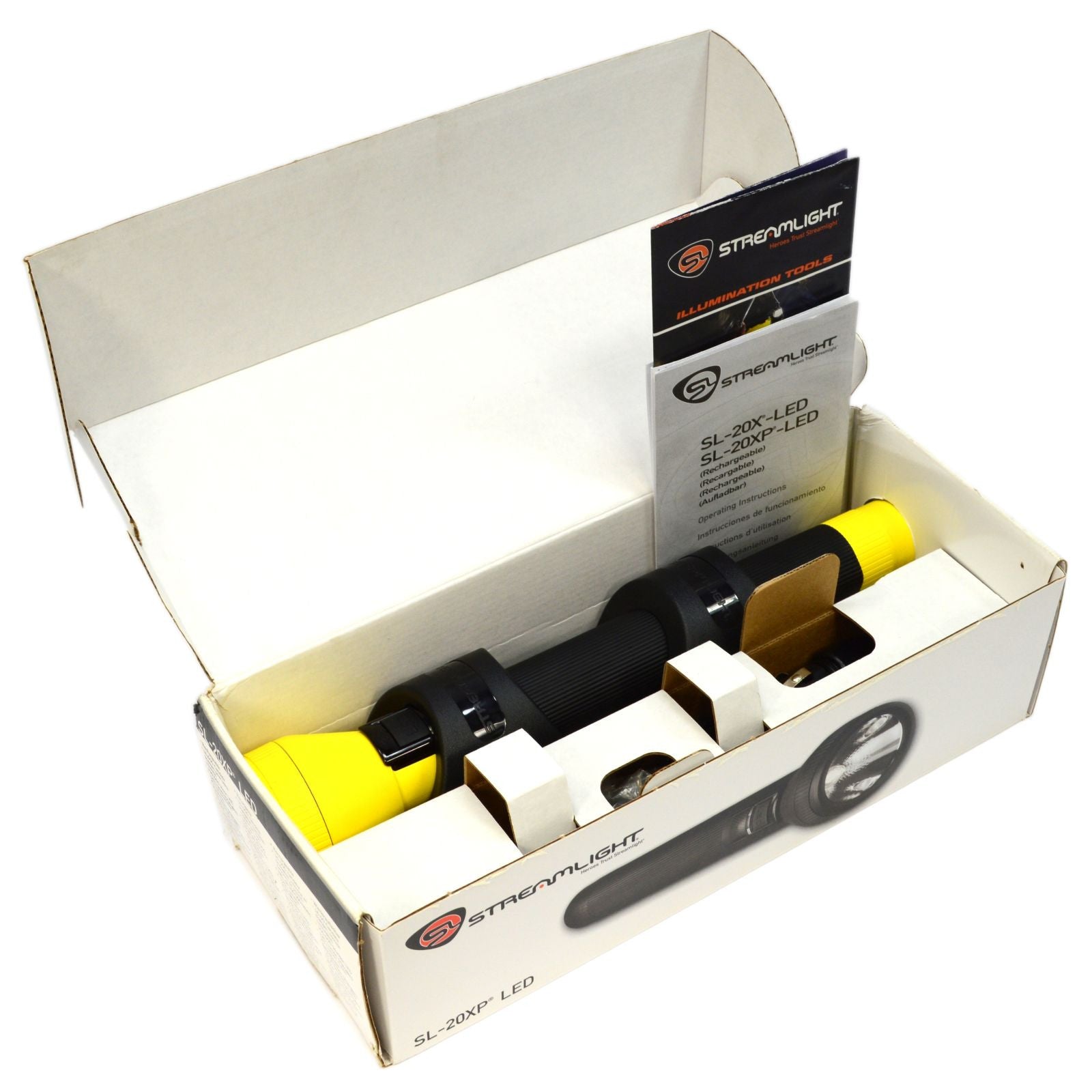STREAMLIGHT SL 20XP 25183 Rechargeable Flashlight - Yellow LED/Halogen Light for Camping, Hiking & Emergency Use