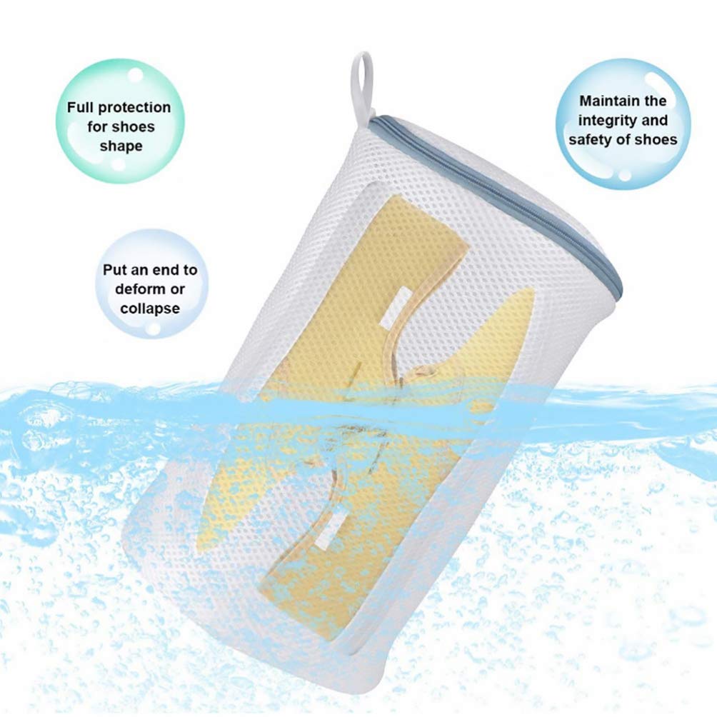 SOLUSTRE 2-Pack Mesh Shoe Bags for Travel - Breathable Zippered Laundry Organizer for Sneakers, Slippers & Clothes - Machine Washable White Polyester Storage Pouches - Perfect for Gym, College Dorm & Vacation Packing