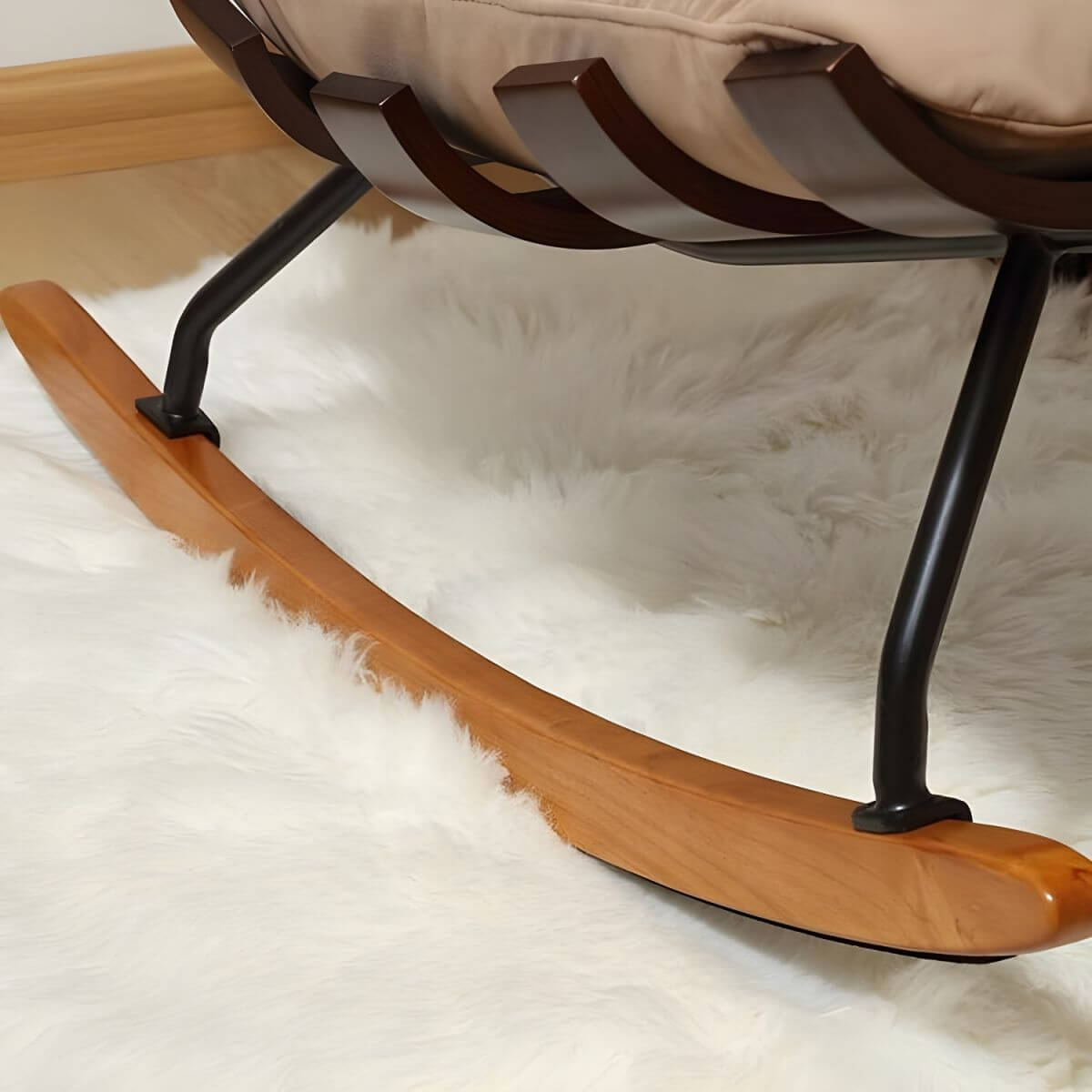 Modern Indoor Rocking Chair with Tufted Upholstery & Spindle Back - Perfect for Nursery, Living Room & Relaxation
