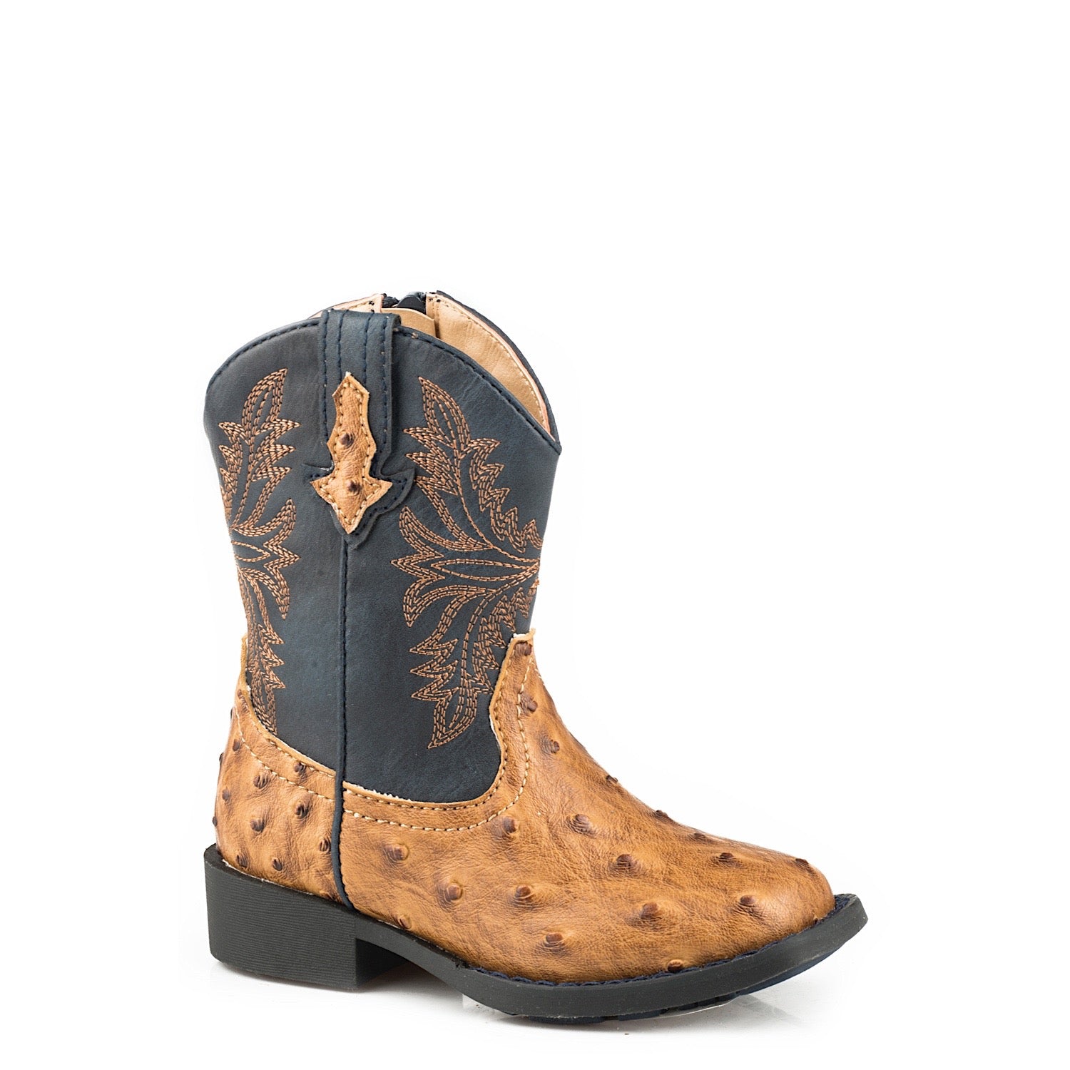 Roper Toddler Cowboy Boots for Boys & Girls - Tan & Navy Western Style Boots - Perfect for Rodeo, Halloween, and Country Themed Parties