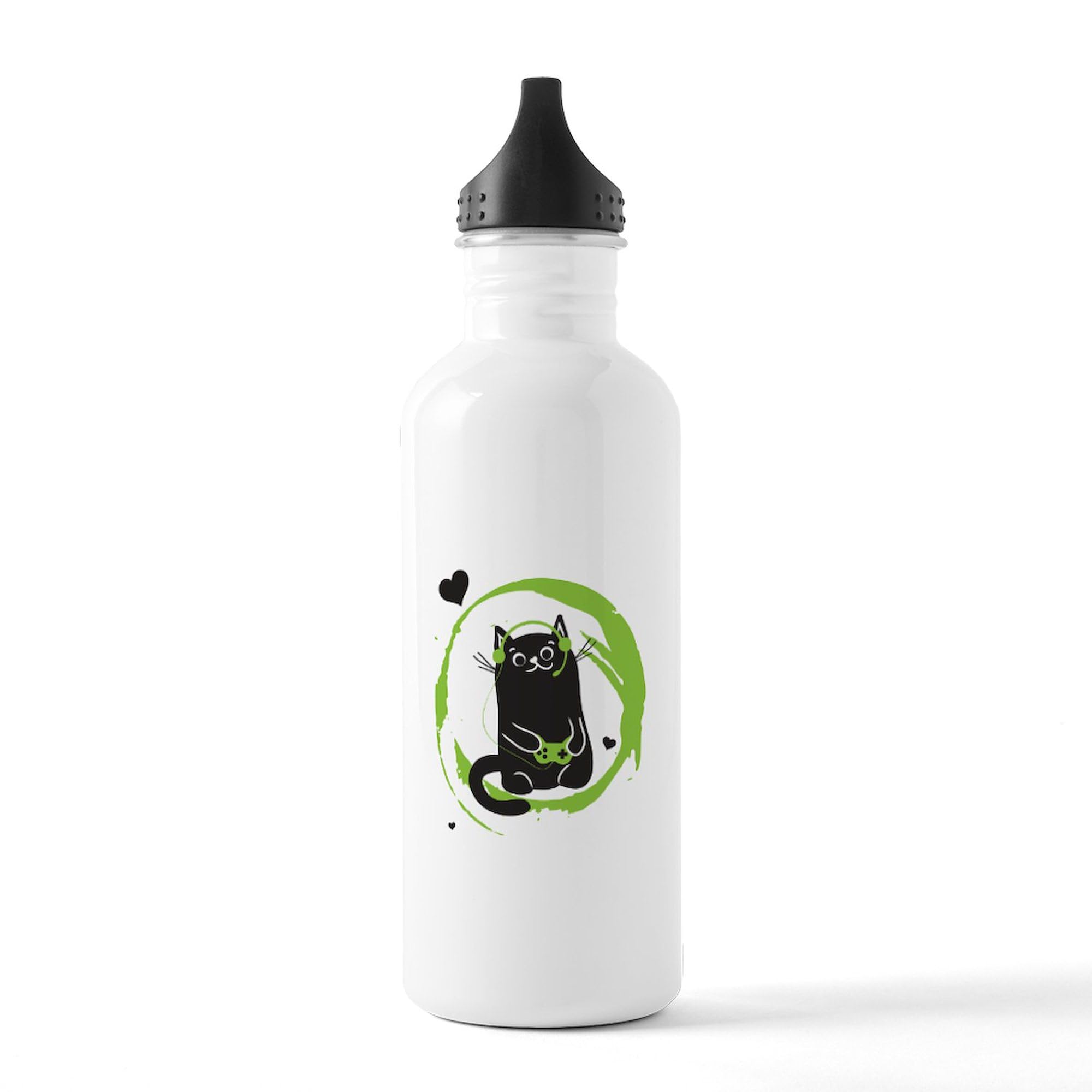 Gamer Cat Stainless Steel Water Bottle 1.0L (34 oz) - Insulated Double Wall Vacuum Flask for Gaming, Workouts & Outdoor Activities - BPA Free Leakproof Sports Water Bottle by CafePress
