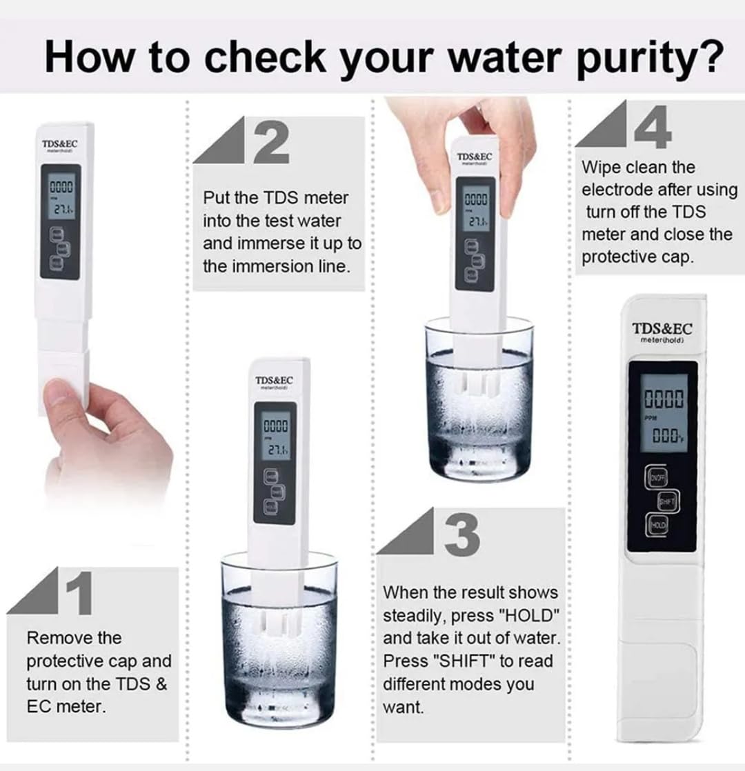 Digital TDS Meter for Water Testing - Accurate TDS Tester for Home Use, Drinking Water, Swimming Pools & Aquariums | Portable Water Quality Monitor for Hydroponics, RO Systems & Aquaculture