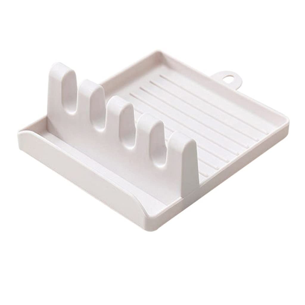 DERTEIO Plastic Spoon Rest & Kitchen Organizer - 2-Pack Fork Spatula Rack, Spoon Holder Stand, Tableware Storage for Utensils & Pot Lids (Green/White) - Perfect for Countertop Organization & Cooking Accessories Storage