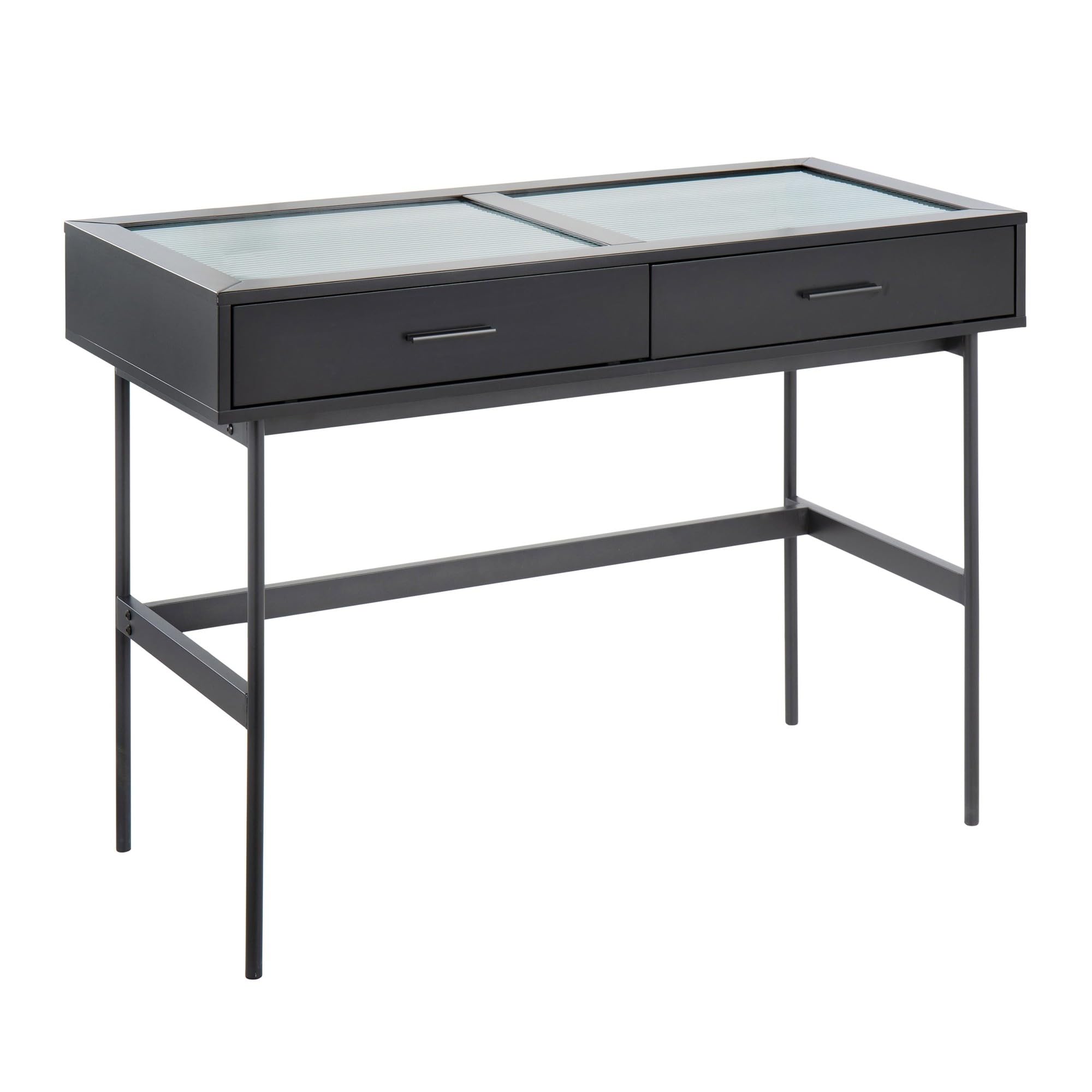 LumiSource Emery Modern Glass Console Table with Storage - Narrow Sofa Table for Entryway, Living Room & Behind Couch - Small Space-Saving Hallway Furniture for Home Decor