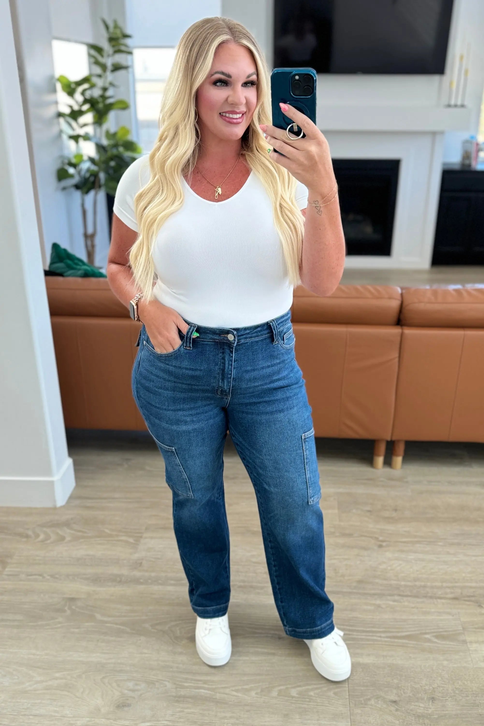 Leila High Rise Cargo Straight Jeans for Women - Trendy Casual Pants with Multiple Pockets | Perfect for Streetwear, Work & Everyday Outfits