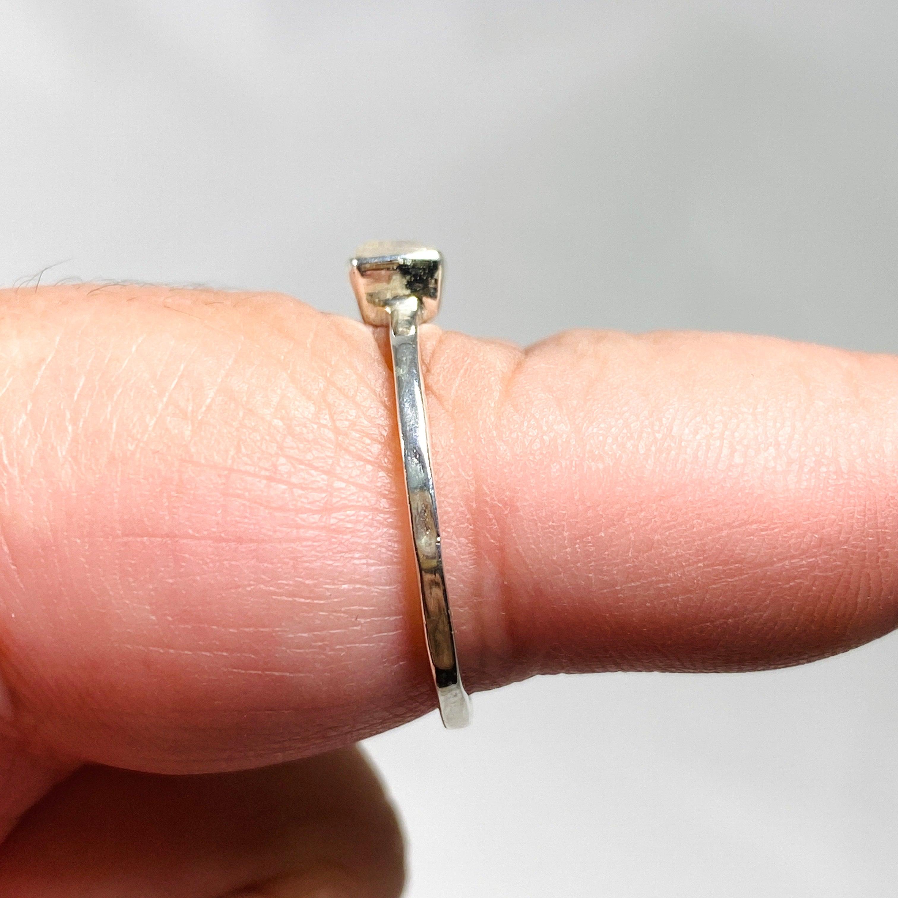 Rainbow Moonstone Faceted Rectangular Band Ring - Sterling Silver Fine Jewelry R3793 RMS for Women's Fashion & Gift Giving