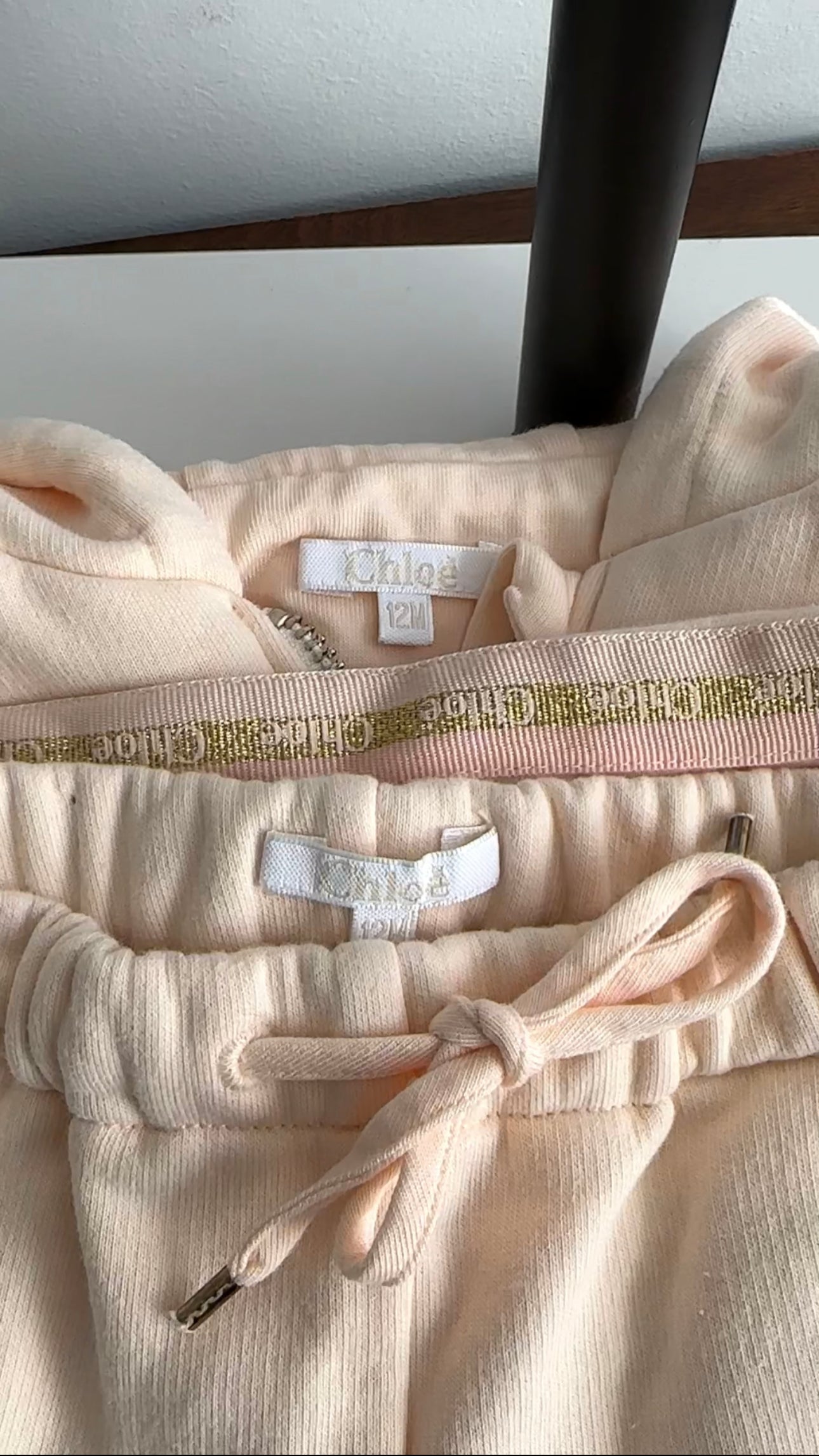 Chloe Baby Light Peach Track Suit Set - 2 Piece Zip Up Hoodie & Pants for 12 Months - Soft & Comfortable Outfit for Playtime & Daily Wear