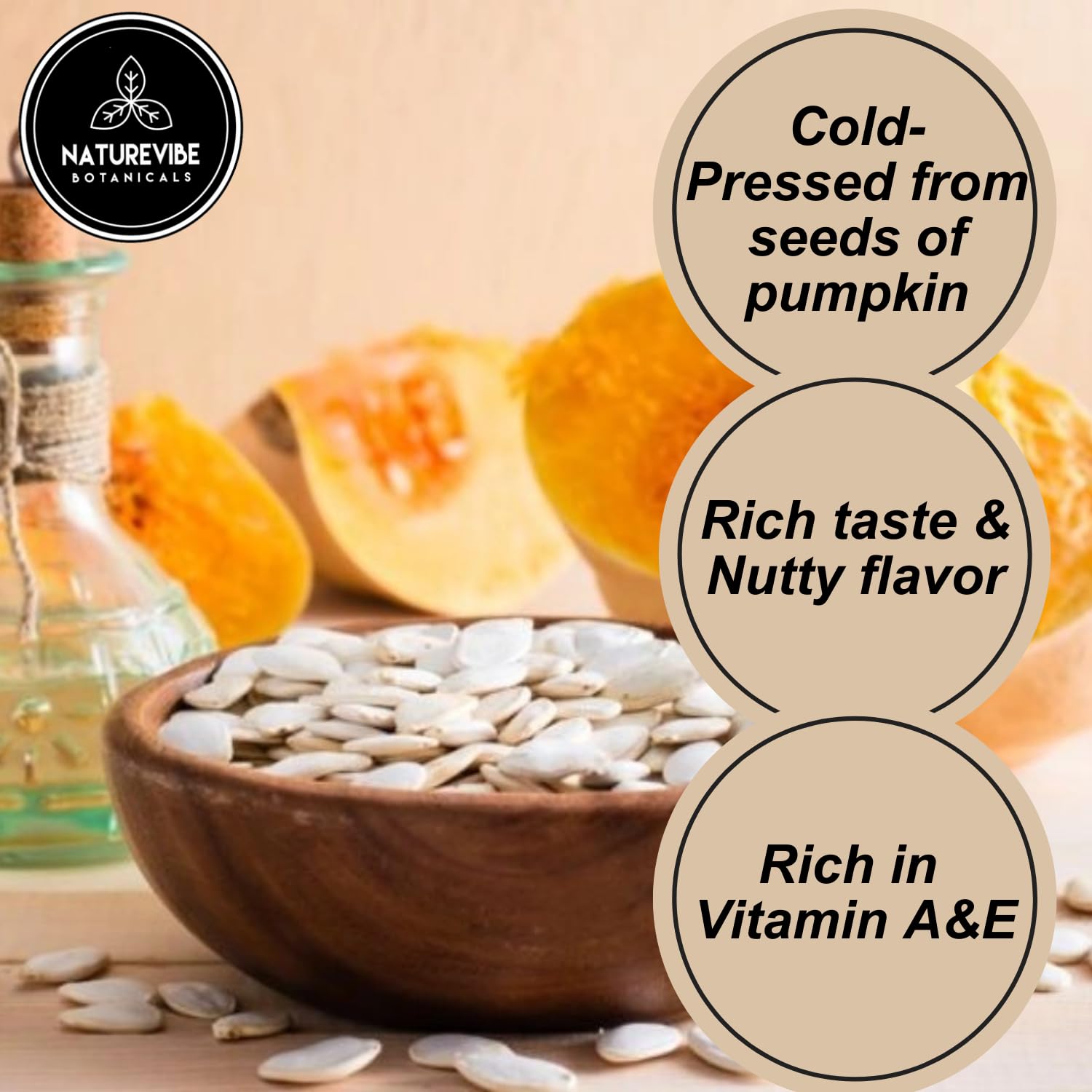 Naturevibe Botanicals Organic Pumpkin Seed Oil & Moringa Seed Oil Combo - 32oz Each | Cold-Pressed, Unrefined for Hair Growth, Skin Care & Cooking | Perfect for Salad Dressings, Smoothies & Natural Beauty Routines