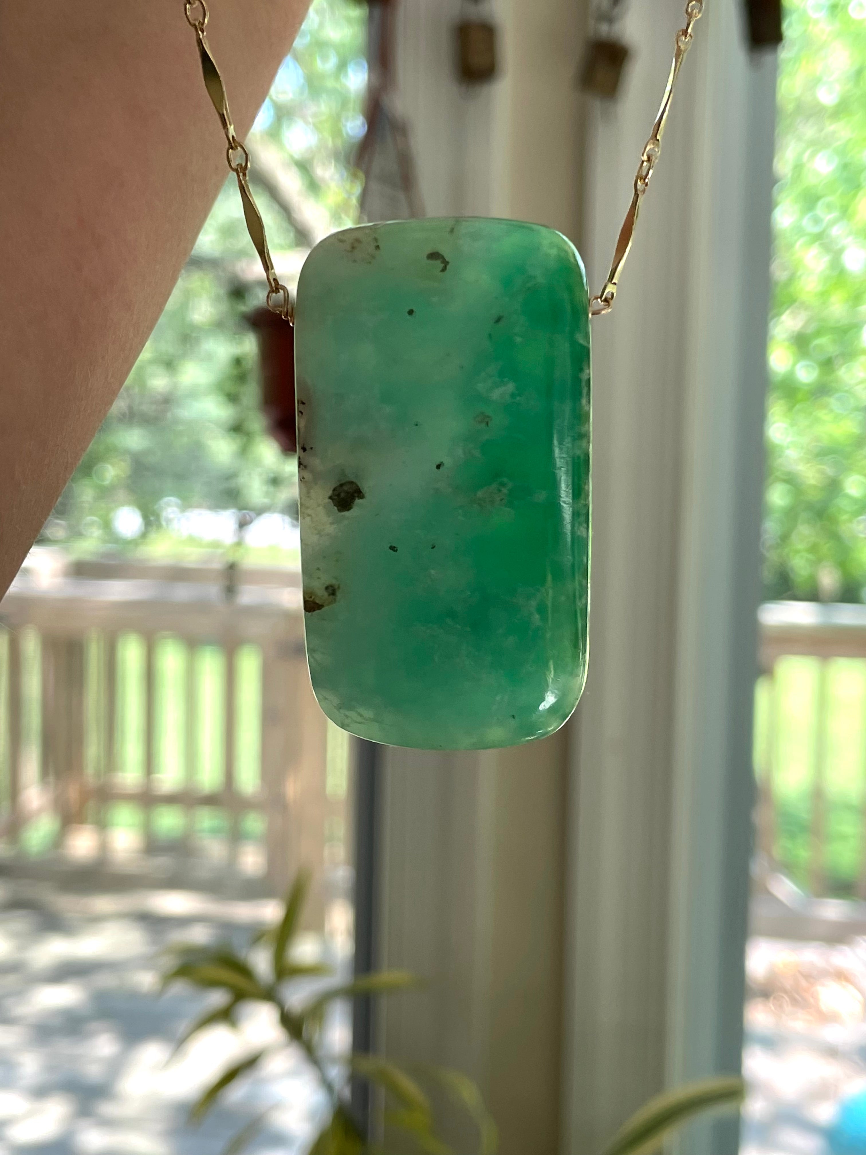 Extra Large Chrysoprase Crystal Necklace - 18