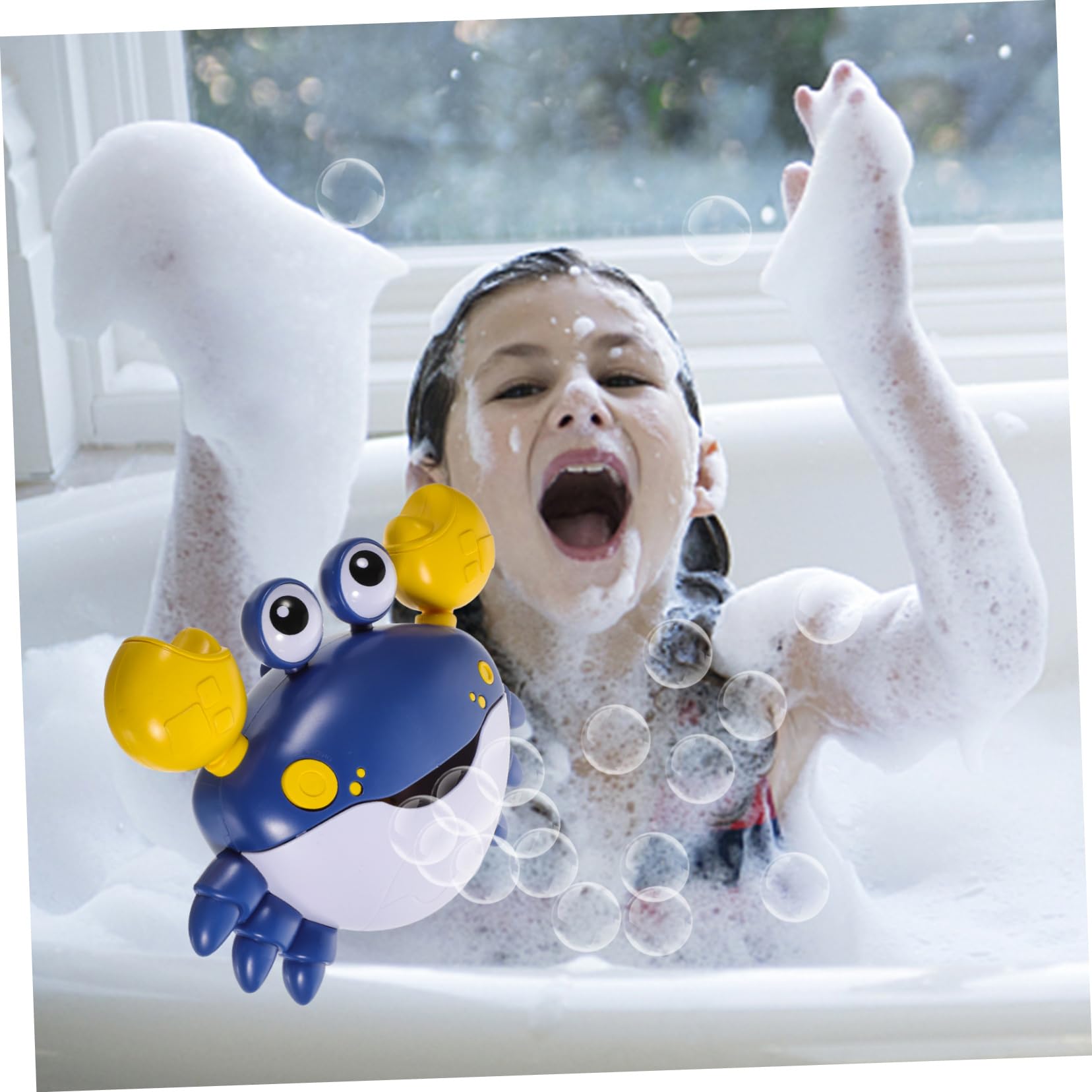 FAVOMOTO 3-Piece Crab Bubble Machine Bath Blower Toy Set - Fun Bathtub Bubble Maker for Kids - Durable Plastic Bath Toys for Toddlers & Children - Perfect for Bathtime Play, Pool Parties & Sensory Play