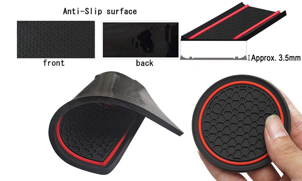 Auovo Custom Fit Anti Dust Mats for Chevy Camaro 2016-2023 - 9-Piece Set (Red) | Door Compartment Liners & Cup Holder Mats | Interior Protection & Easy Cleaning | Perfect for Daily Driving & Car Shows
