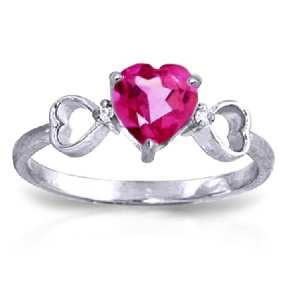 14K White Gold Heart-Shaped Pink Topaz & Diamond Ring for Women | Elegant Valentine's Day, Anniversary & Engagement Gift | GG Galaxy Gold Jewelry Collection