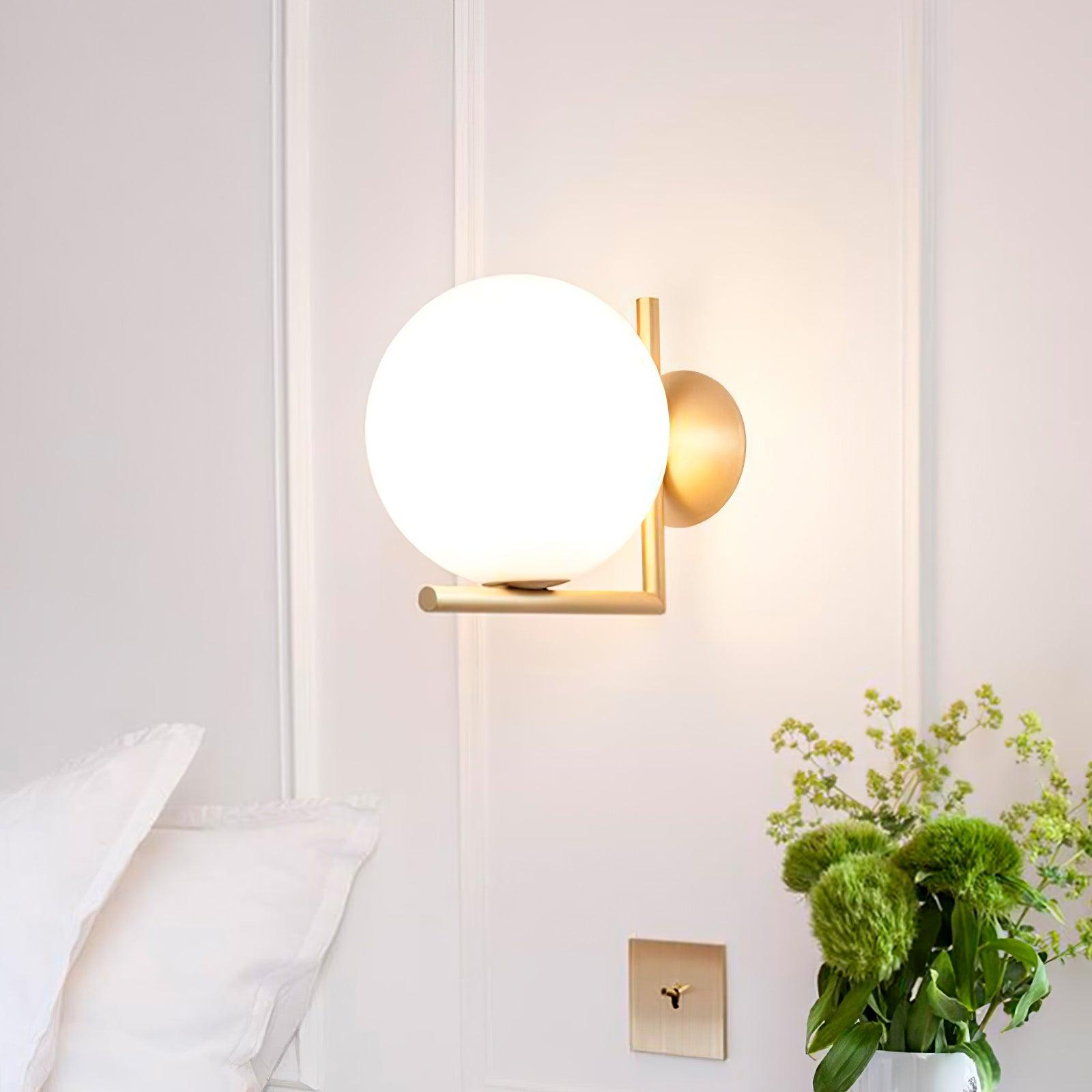 Handmade Blown Glass Opal Wall Sconce - Elegant Lighting Fixture for Bedroom, Living Room & Hallway Decor