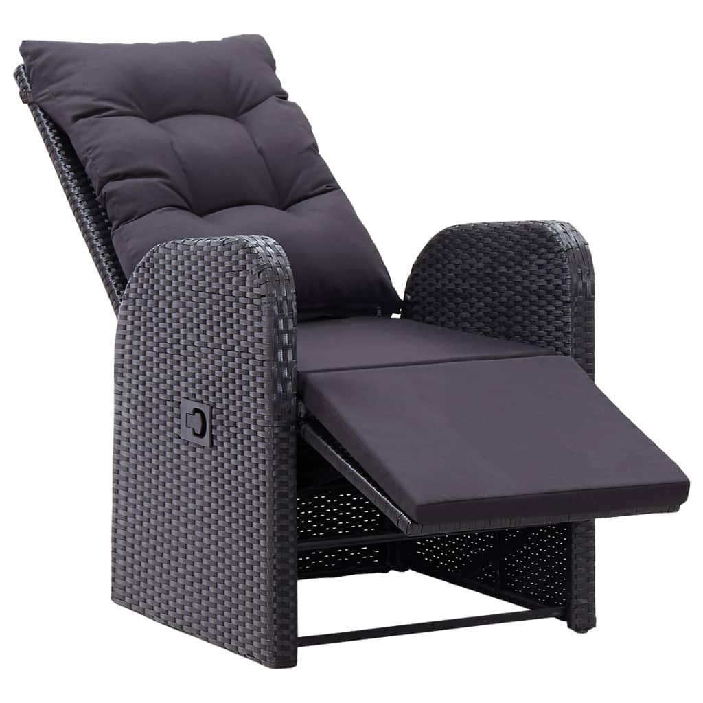 3-Piece Black Poly Rattan Bistro Set with Cushions - Outdoor Patio Furniture Conversation Sofa Set for Backyard, Porch, Garden & Poolside - Perfect for Relaxing, Entertaining & Dining Al Fresco