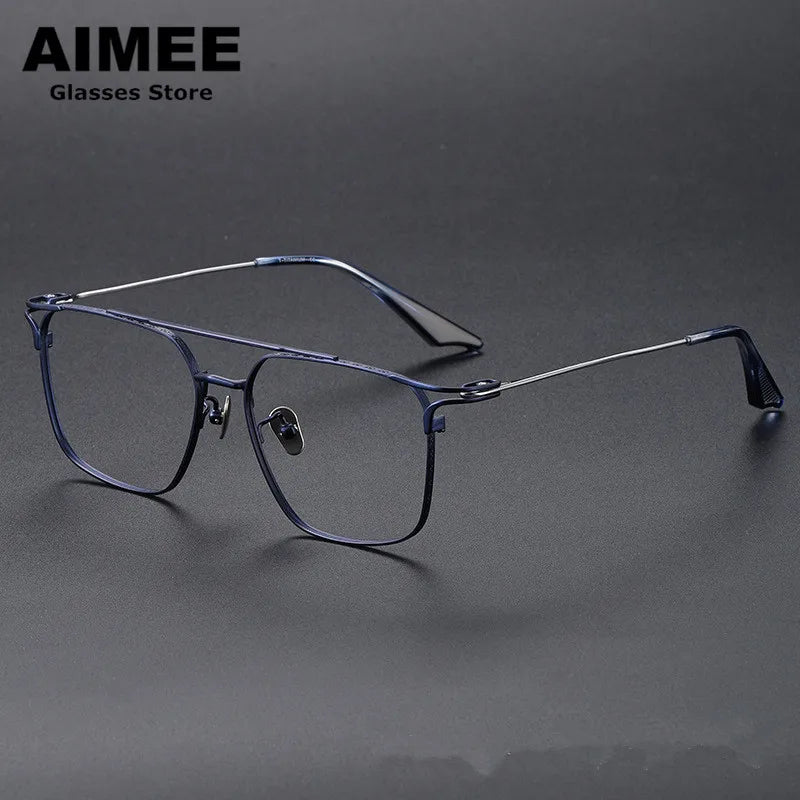 Aimee Unisex Full Rim Square Double Bridge Titanium Eyeglasses 81000 - Lightweight Durable Frame for Reading, Work & Everyday Use