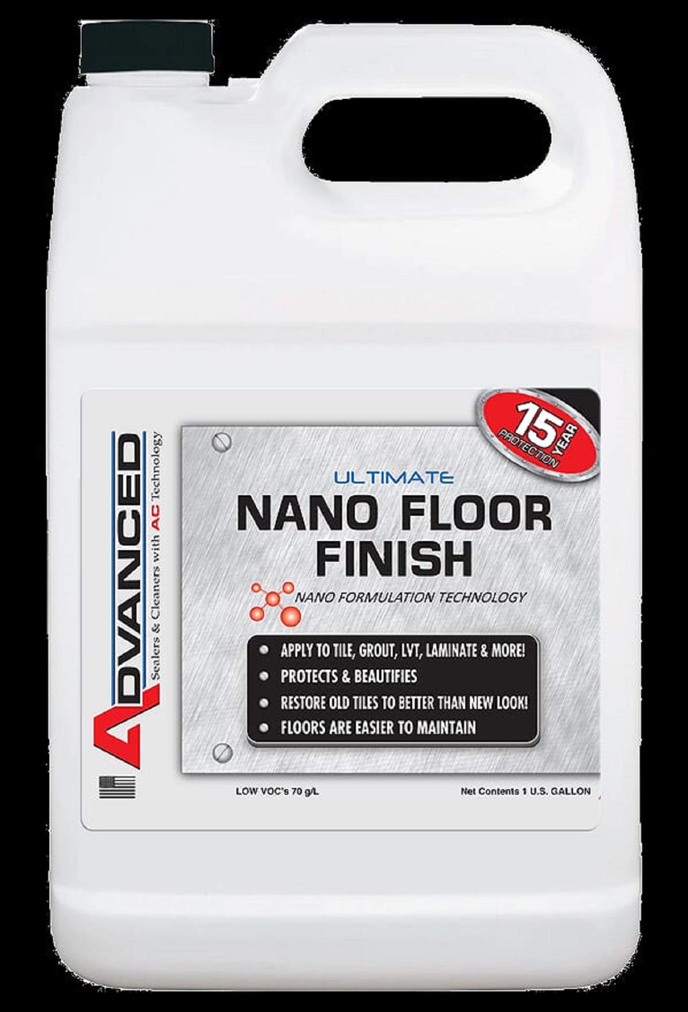 Advanced Ultimate Nano Floor Finish with Nano Formulation Technology - Ceramic & Porcelain Tile, Vinyl, LVT, Hardwood & Laminate Floor Sealer & Rejuvenator (1 Gallon) - Perfect for High-Traffic Areas, Kitchens & Bathrooms