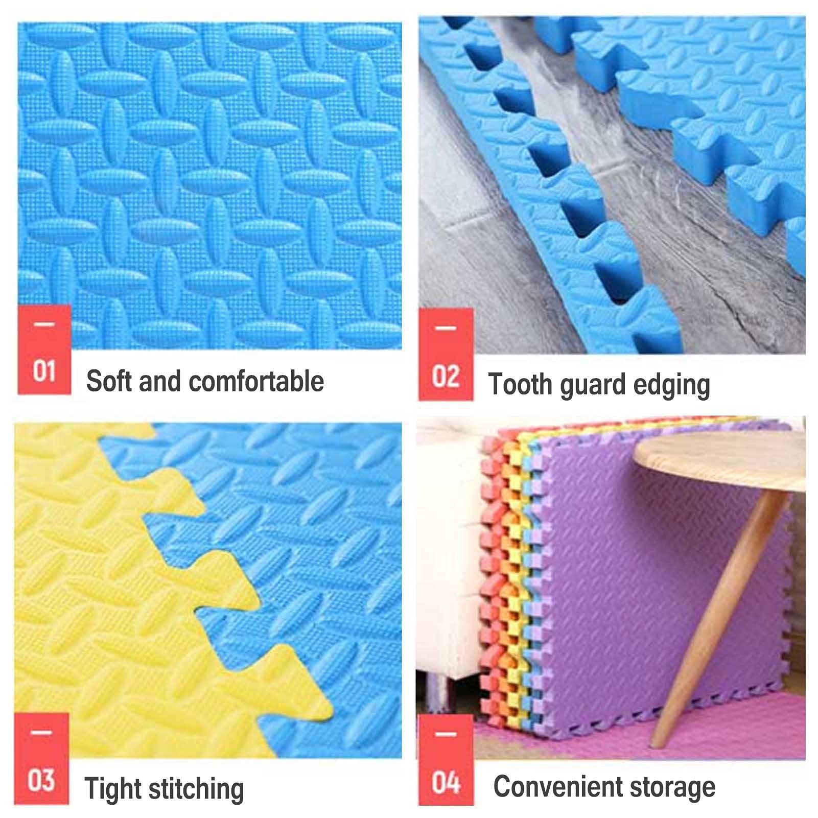 Baby Puzzle Foam Mats 30X30cm - EVA Play Mat for Kids, Easy Clean, Blue+Gray+Green (30pcs) - Perfect for Bedroom, Living Room & Nursery Floor