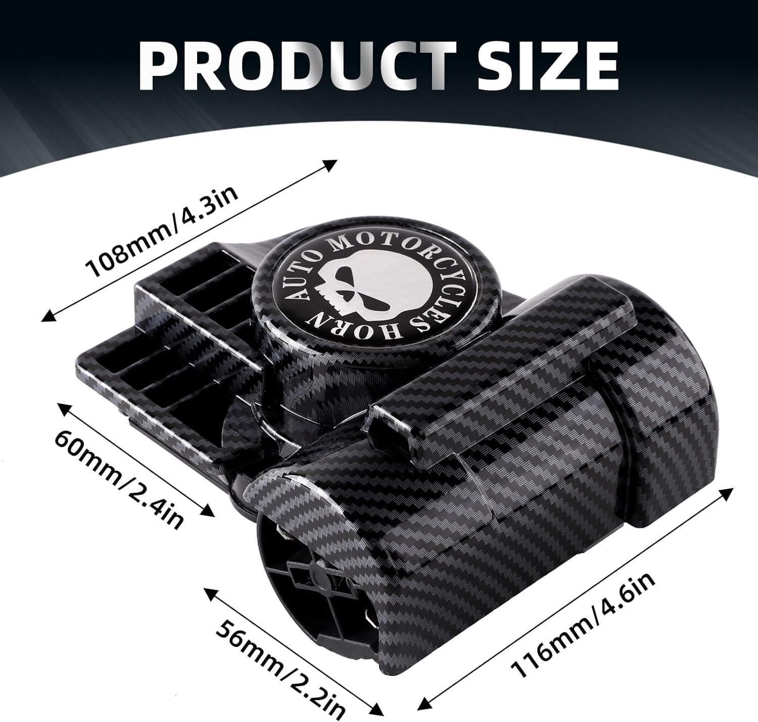 Loud Carbon Fiber Motorcycle Air Horn - 12V High Performance Dual Tone for Harley, Cruiser & Touring Bikes - Perfect for Highway Safety & Group Riding